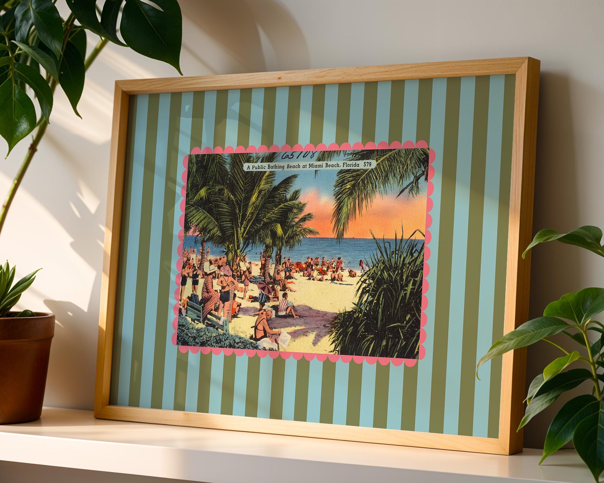 Retro Photo Art, Beach Art Print, Miami Poster, Florida Art Print, Bar Cart Decor, Florida Decor, Vintage Photo Art, GS print Shoppe