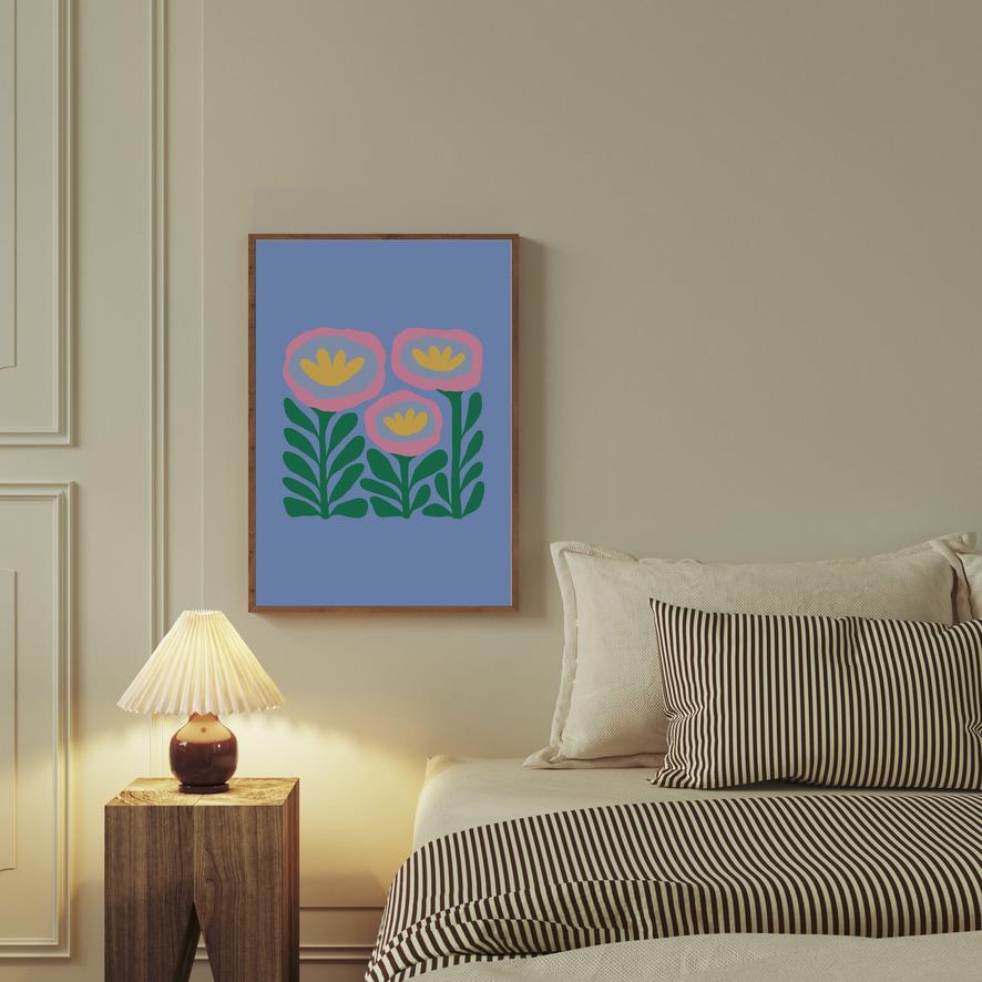 Floral Wall Art, Gallery Wall Set of 3, Bold Art Prints, Girls Room Decor, Living Room Poster, Digital Art Print Set, Flower Art Print