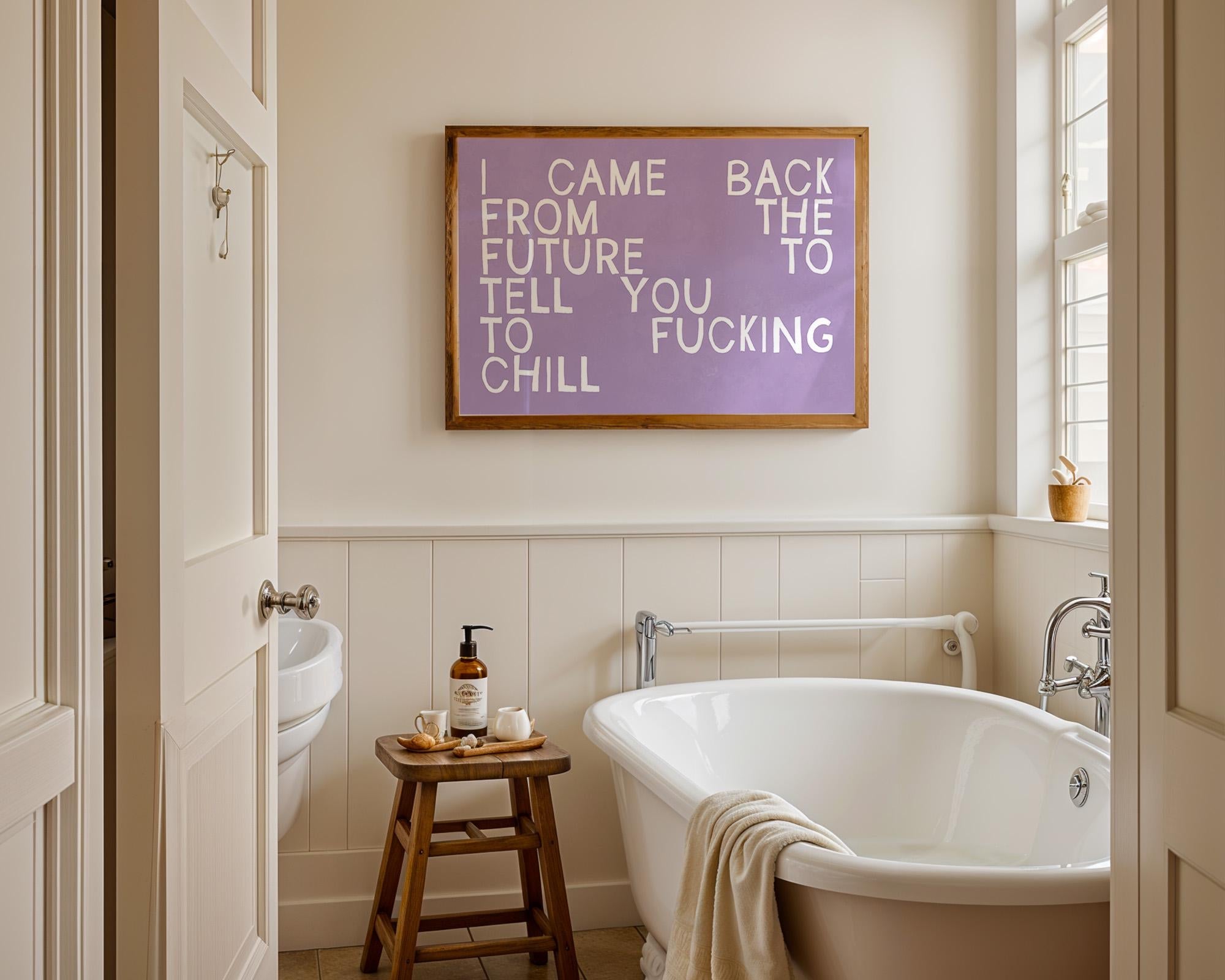 Fucking Chill Art Print, Girl Decor, Typography Print, Living Room Decor, Girly Art, Purple Print, Painted Typography Art, Girly Wall Art