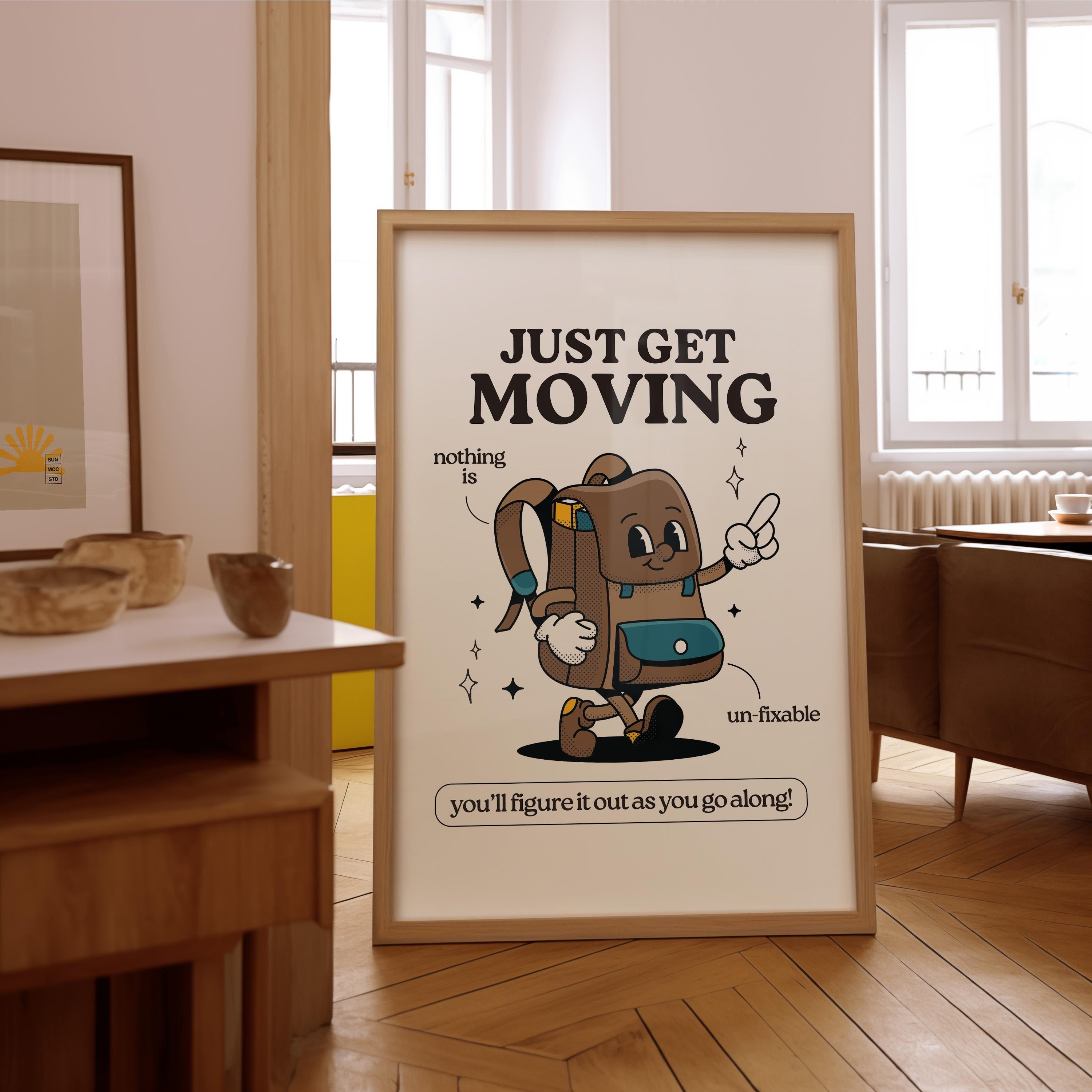 Get Moving Retro Cartoon Digital Art Print