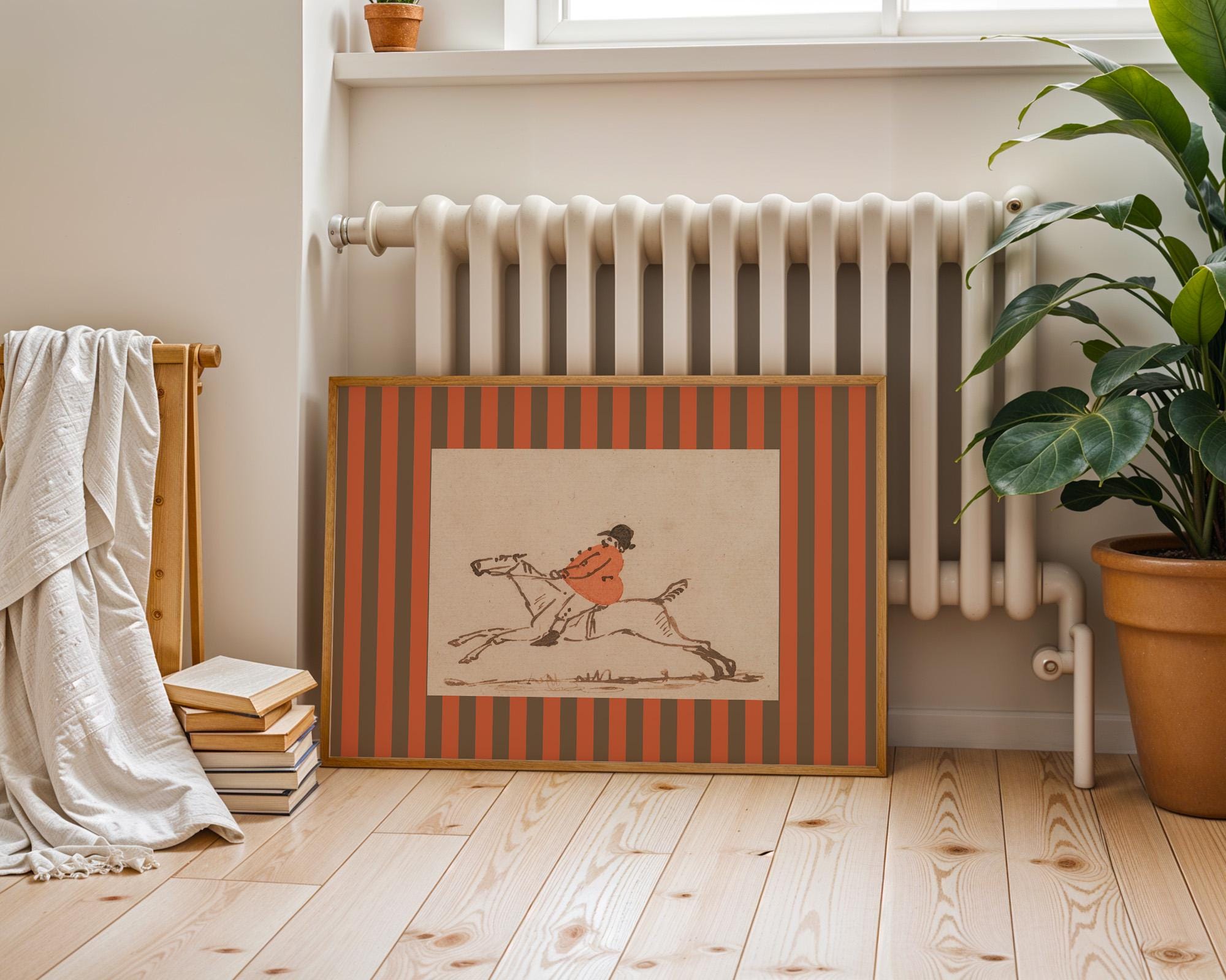 Horse Art Print | Vintage Nursery Decor, Equestrian Wall Art for Boys Room, Horse Lover Gift, Digital Download Painting, Horse Decor