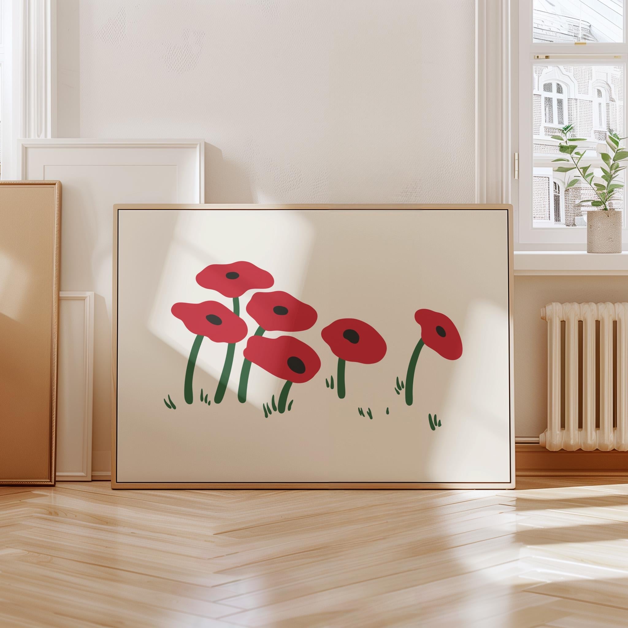 Flower Printable Wall Art, Floral Pastel Art, Botanical Art, Abstract Aesthetic Print, Instant Download, Pink and Green Decor, Girls Room, Poppy art print, poppy decor, abstract retro floral rt, retro poppy artwork