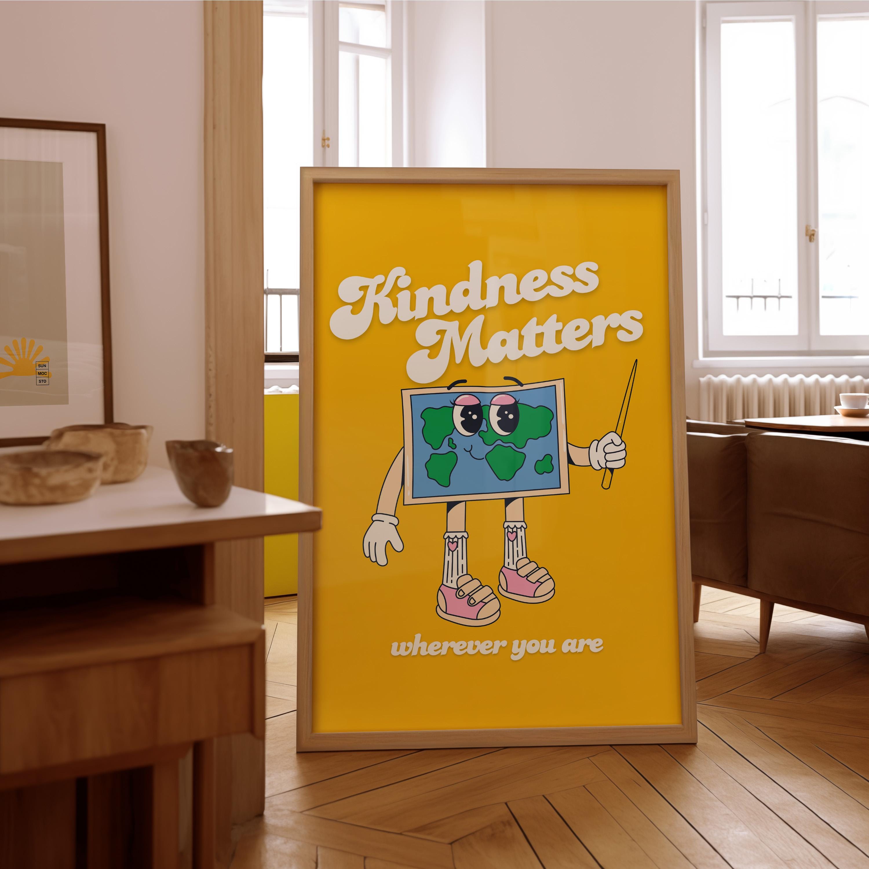 School Print, Inclusivity Digital Print, Instant Download, Kindness Matters Art, Retro Art Print, Classroom Posters, Kids Room Art
