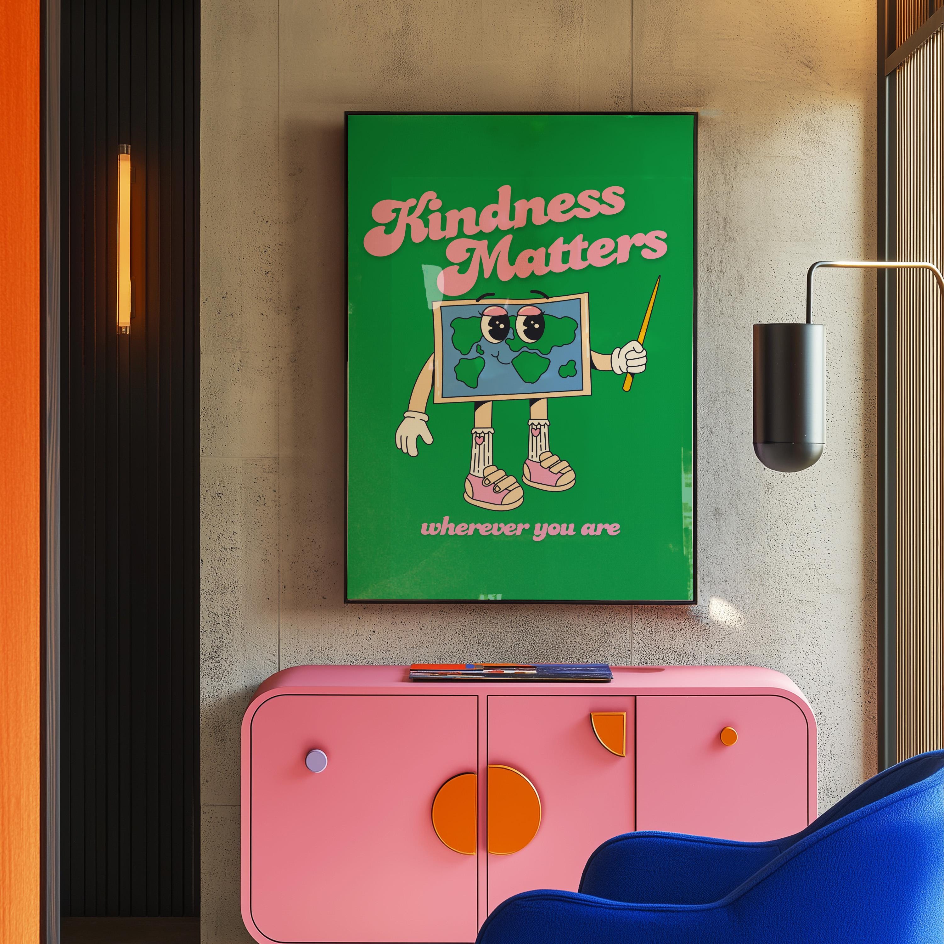 School Print, Inclusivity Digital Print, Instant Download, Kindness Matters Art, Retro Art Print, Classroom Posters, Kids Room Art
