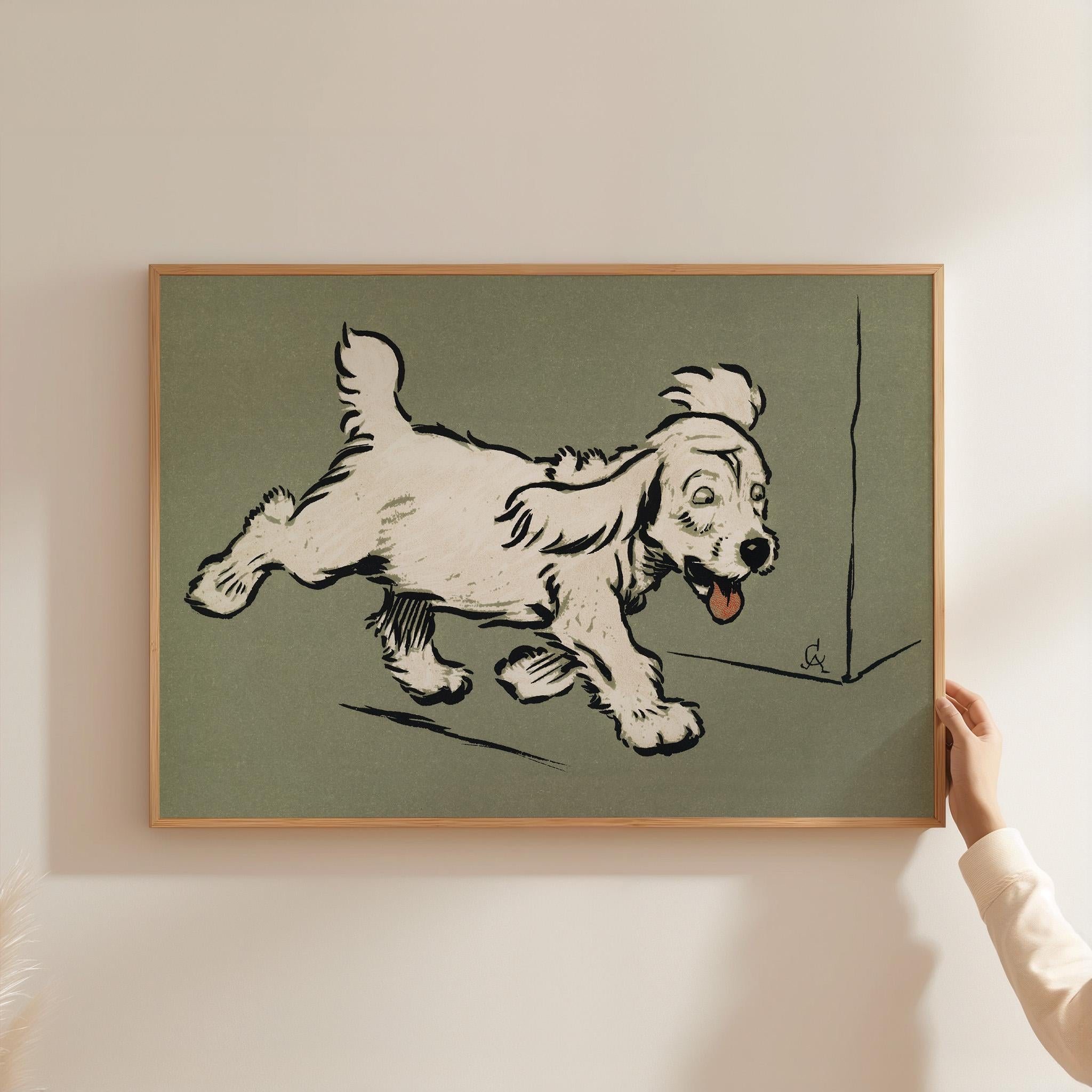 Vintage Dog Wall Art, Antique Dog Painting Digital Prints, Farmhouse Decor & Maximalist Floral Art, Puppy Portrait Sketch