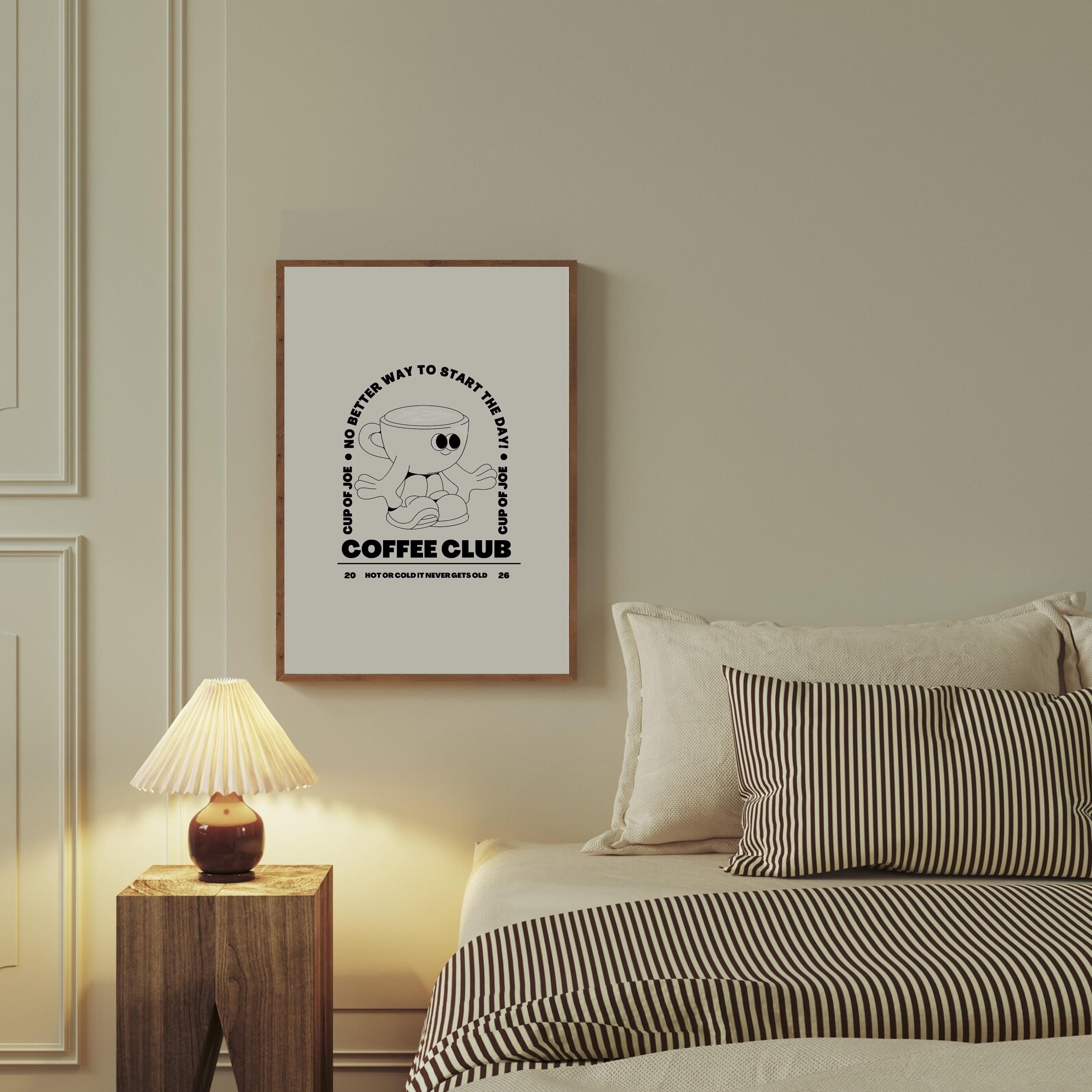 Coffee Club Art Print- Digital Prints-Retro Art Quote-Kitchen Art-Coffee Art Print-Coffee Cartoon Print-Retro Wall Art