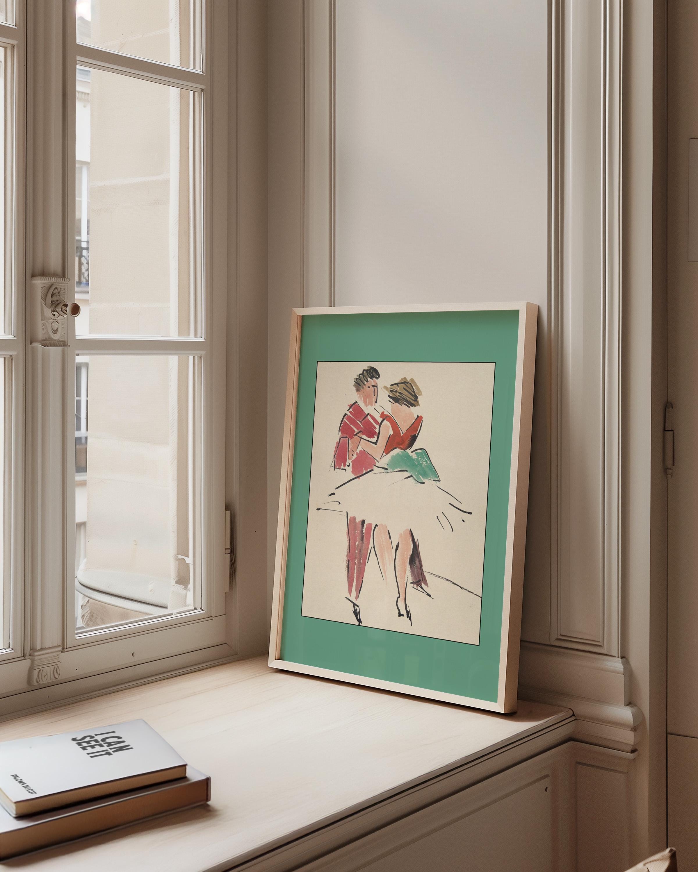 Vintage Fashion Poster, Retro Vintage Print, Ballerina Decor, Digital Download, Paris Art Print, Cottagecore Art, Vintage Aesthetic, Ballet