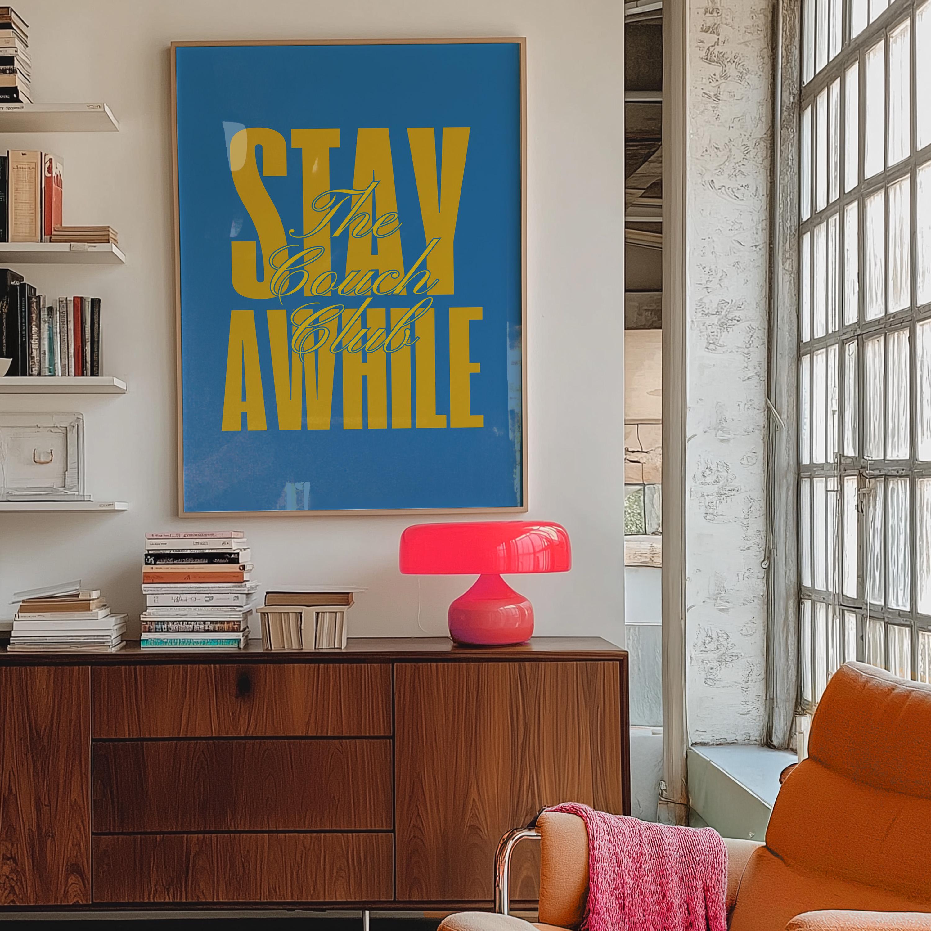 Couch Club Living Room Print, Couch Club Print, Retro Bedroom Art, Y2K Wall Art, Funny Art, Blue Room Wall Art, Vintage Print, Sofa Print
