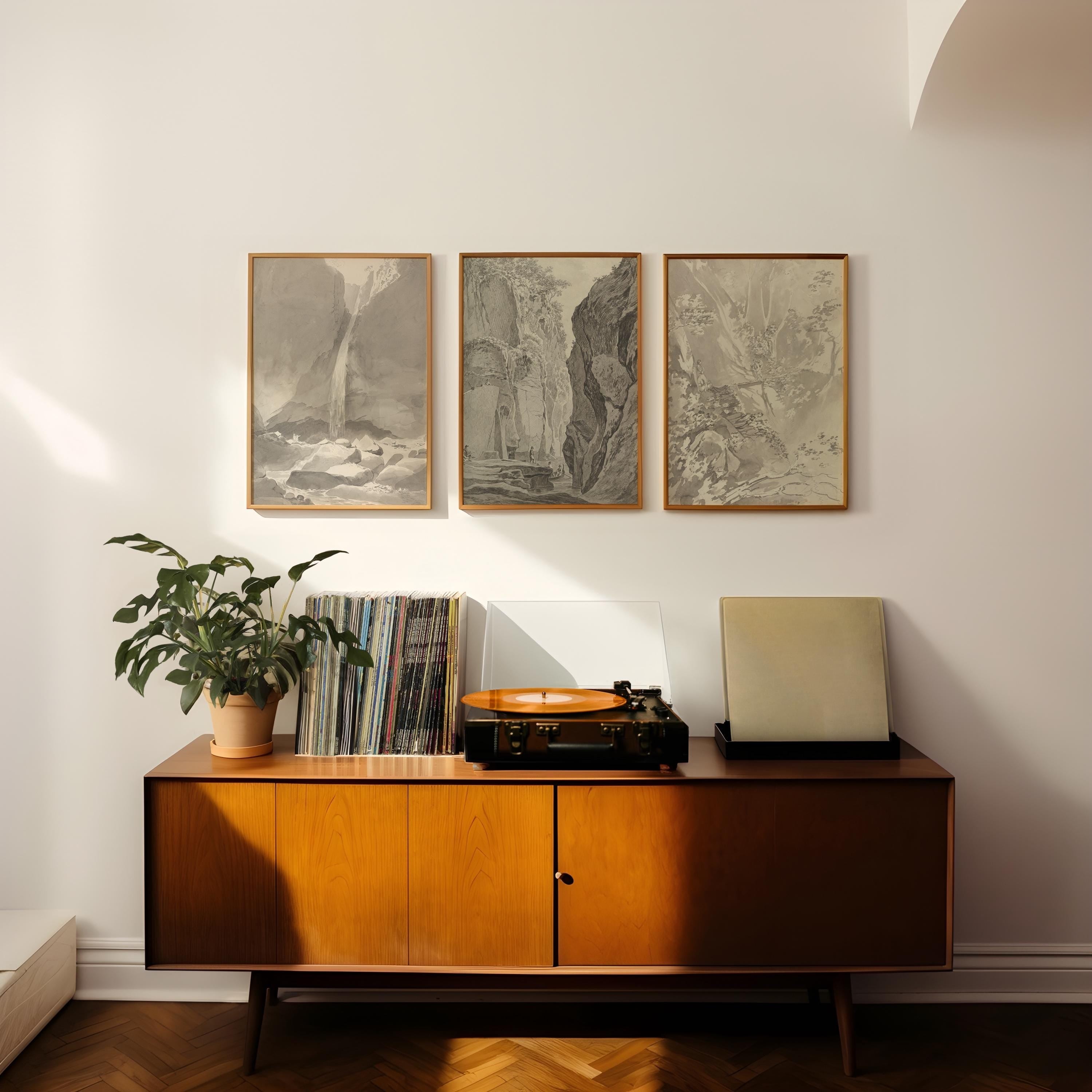 Bundle of 3 Classic Prints, Painting Decor, Digital Download, Nature Art Print, Landscape Sketch Art, Vintage Aesthetic, Classic Painting