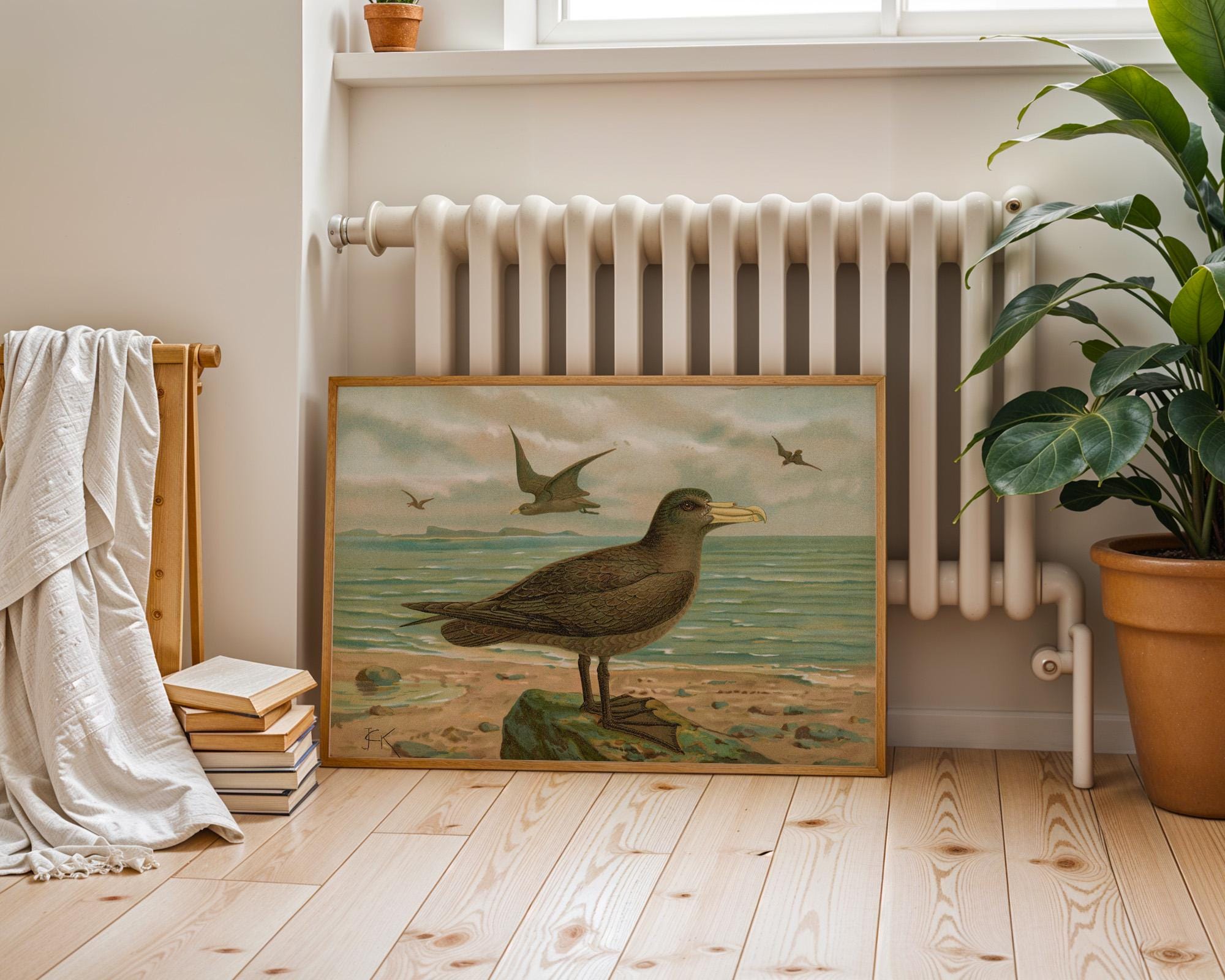 Vintage Bird Oil Painting Print, Whimsical Meadow Art, Cottagecore Wall Decor, Digital Download, Coquette Room Decor, Beach Art Print