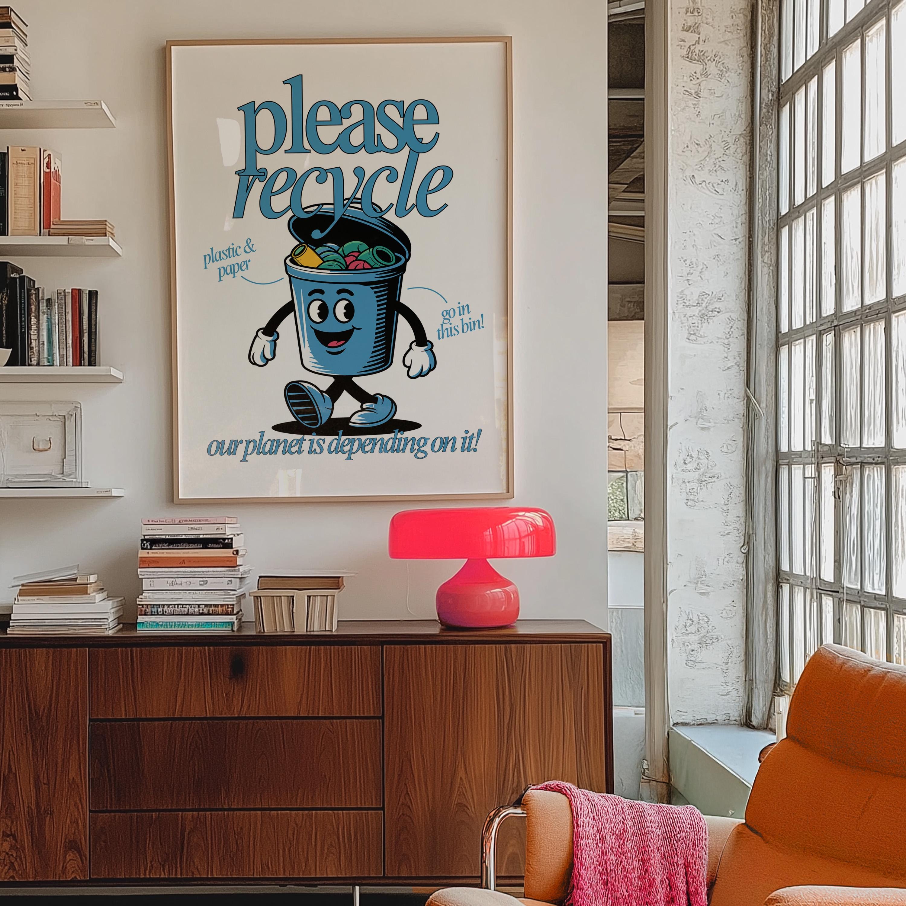 Please Recycle Retro Cartoon Digital Art Print