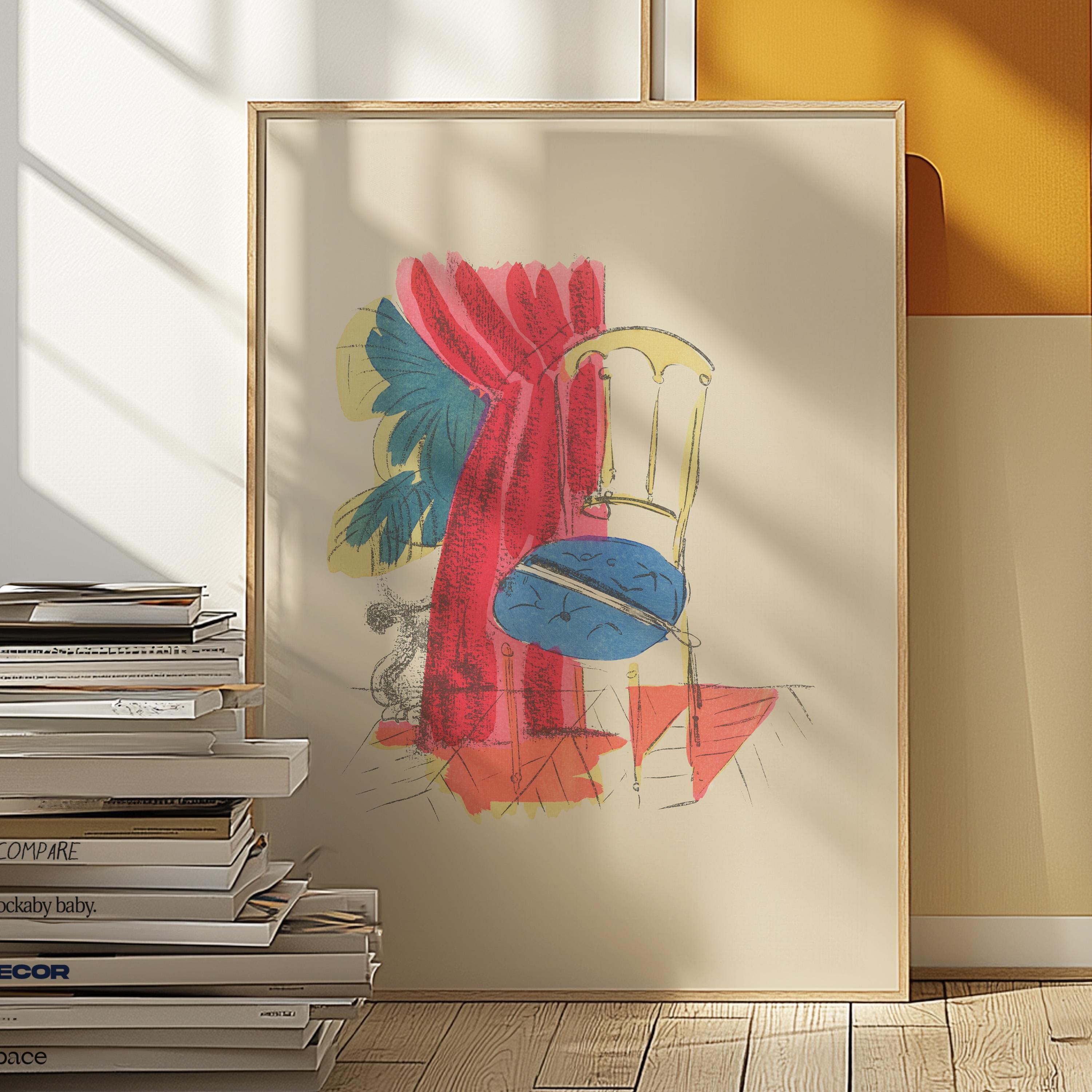 Bundle of 4 Retro Vintage Prints, Opera Decor, Digital Download, Paris Art Print, Sailing Art, Vintage Aesthetic, Sketch Art, Dufy