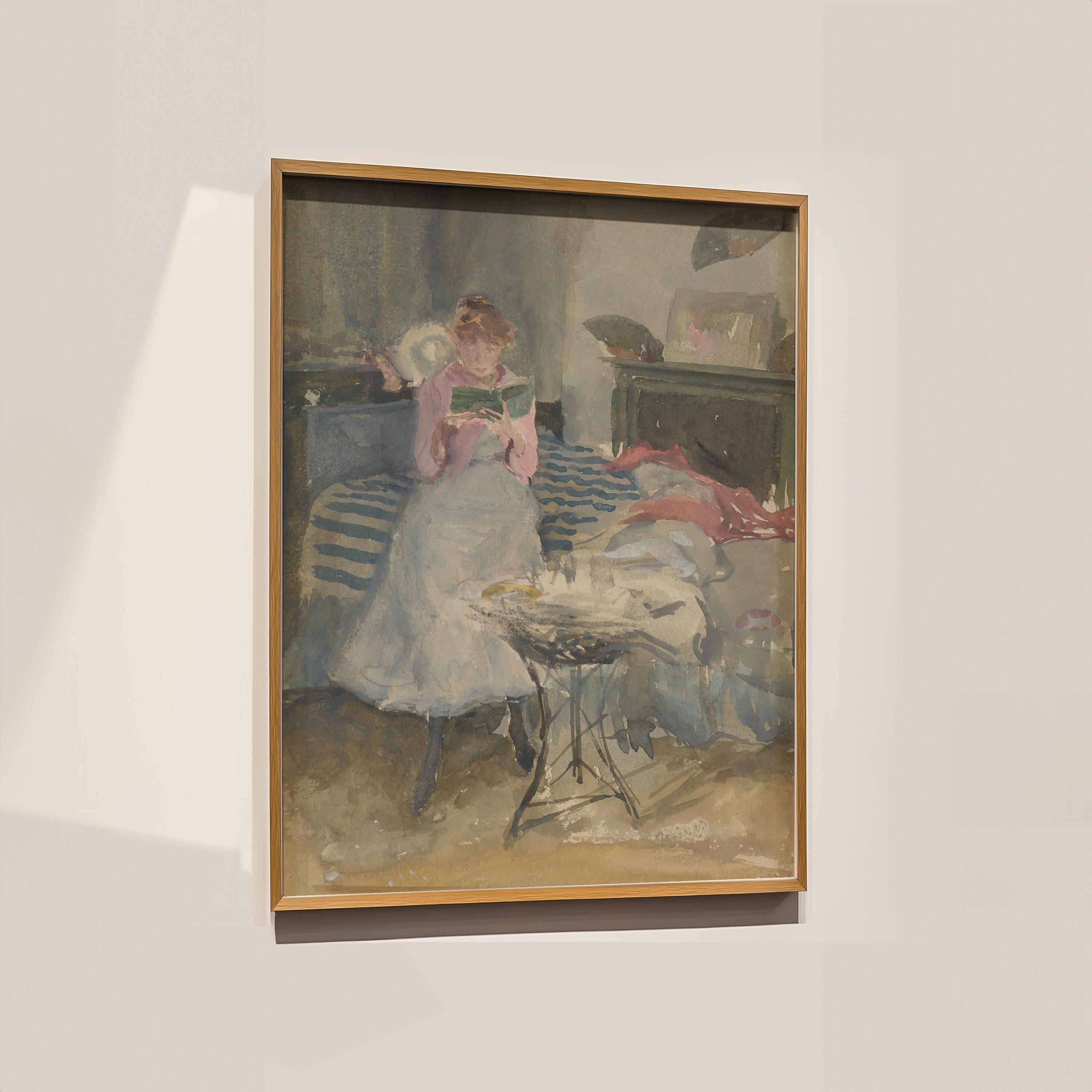 Woman Reading Painting | Eclectic Vintage Wall Decor | Moody Printable Wall Art | Victorian Portrait Digital Download | Antique Art Print