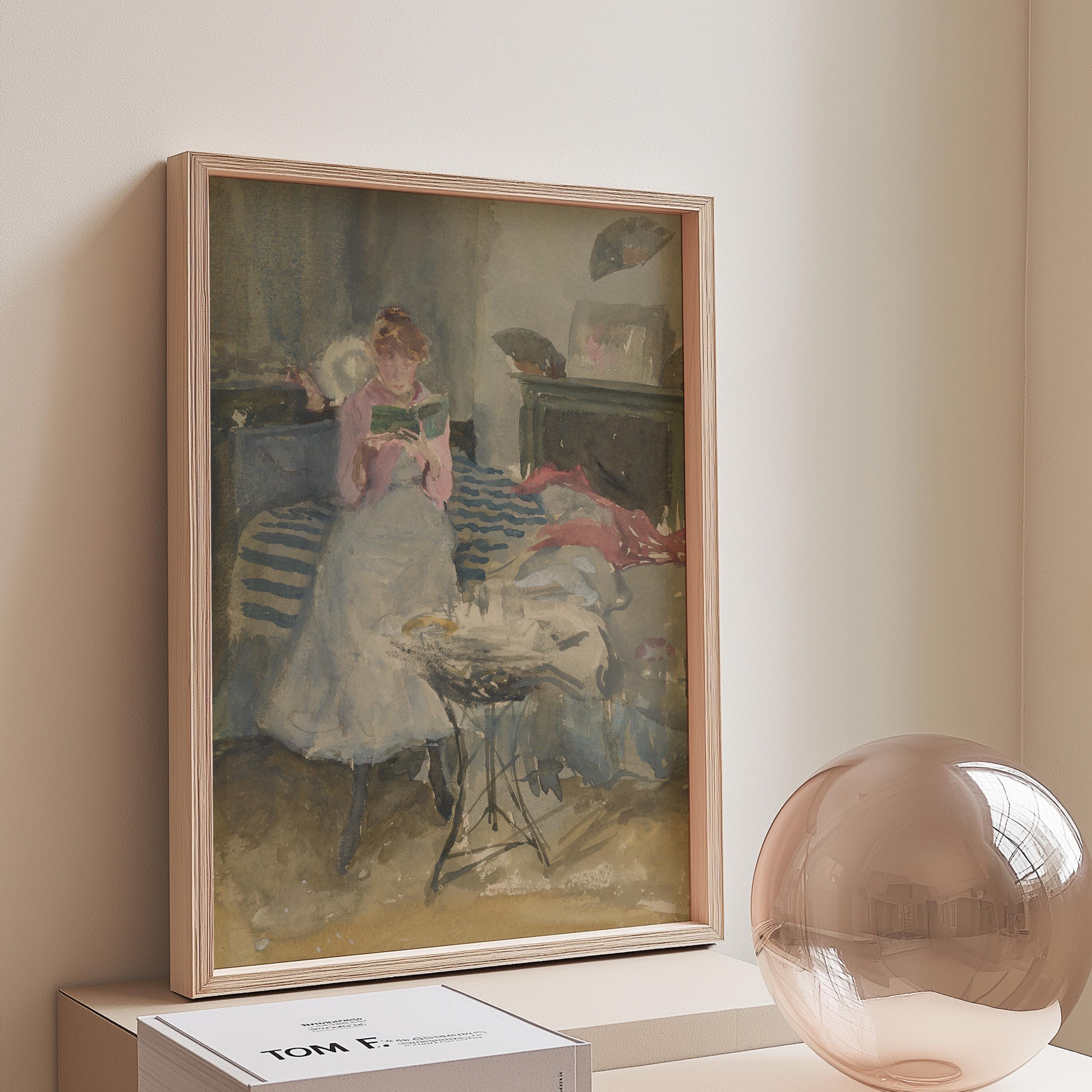 Woman Reading Painting | Eclectic Vintage Wall Decor | Moody Printable Wall Art | Victorian Portrait Digital Download | Antique Art Print