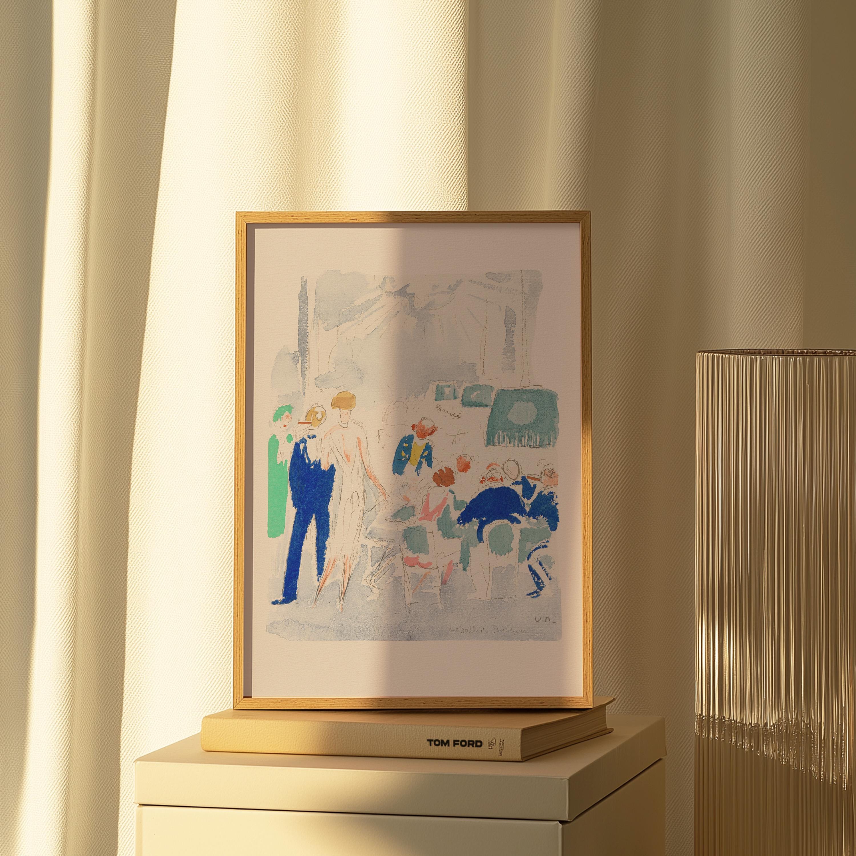 Abstract Cafe Scene Wall Art, Vintage Watercolor Painting, Living Room Decor, Downloadable Print, Large Wall Art, Vintage Art Print