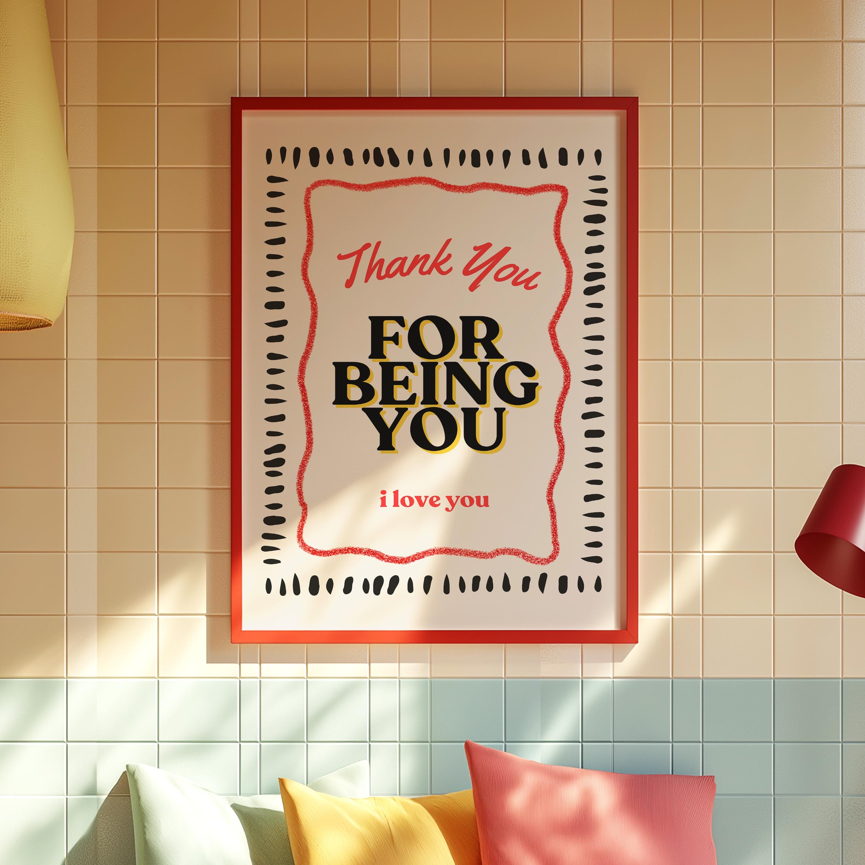 Mental Health Print, Thank You For Being You, Therapy Office Decor, Counseling Wall Art, Digital Download, Classroom Decor, Affirmation Art