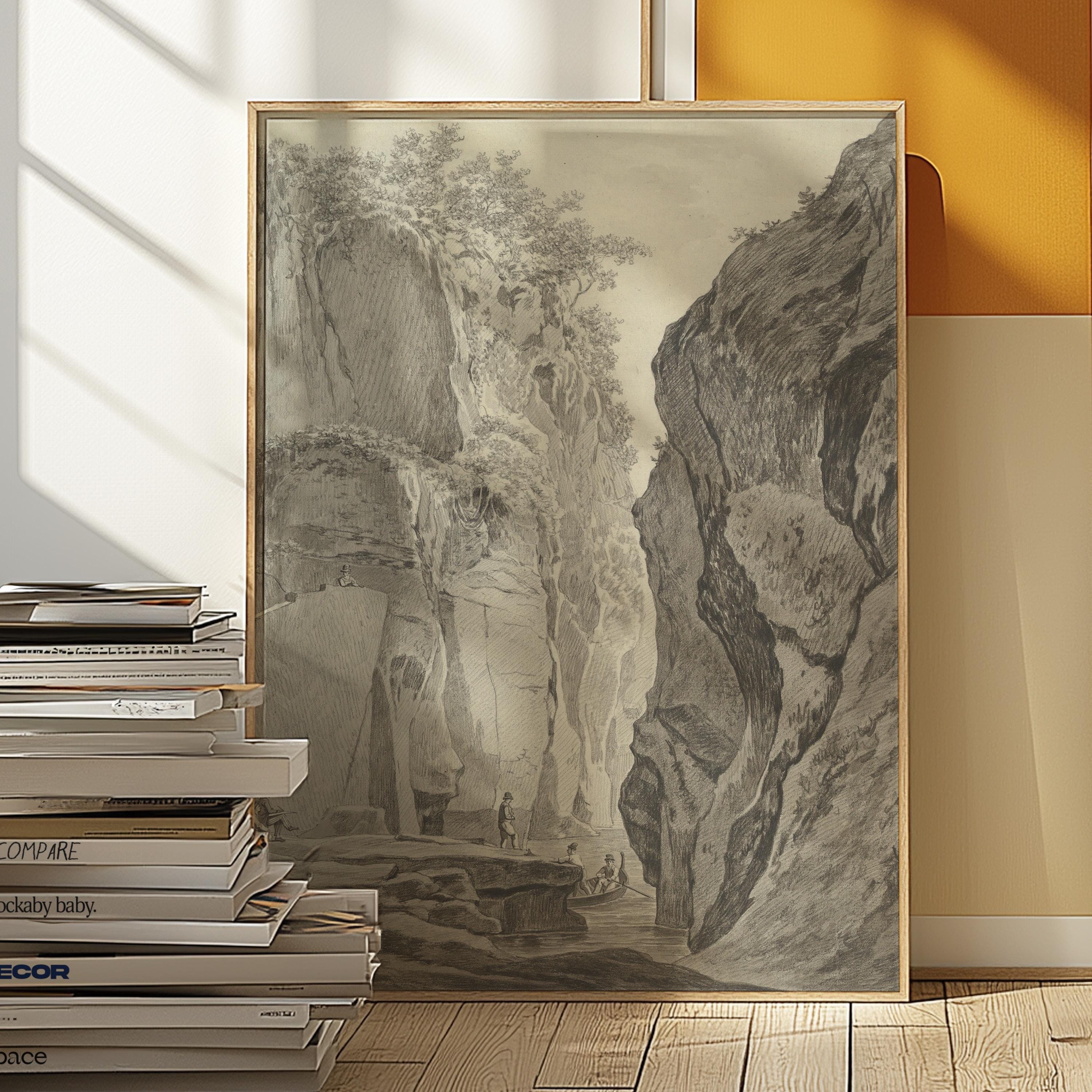 Ravine Sketch Vintage Digital Art Print