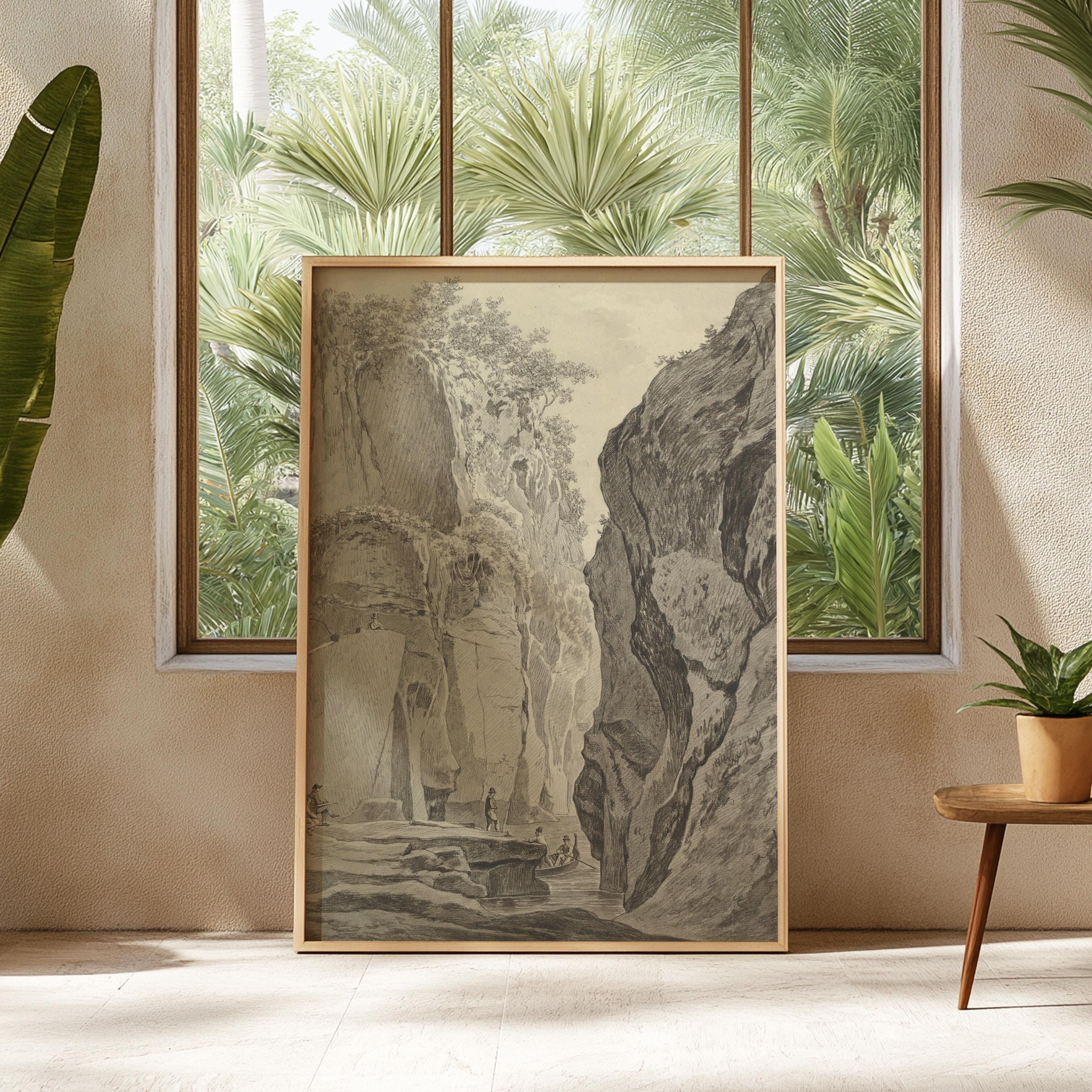 Ravine Sketch Vintage Digital Art Print