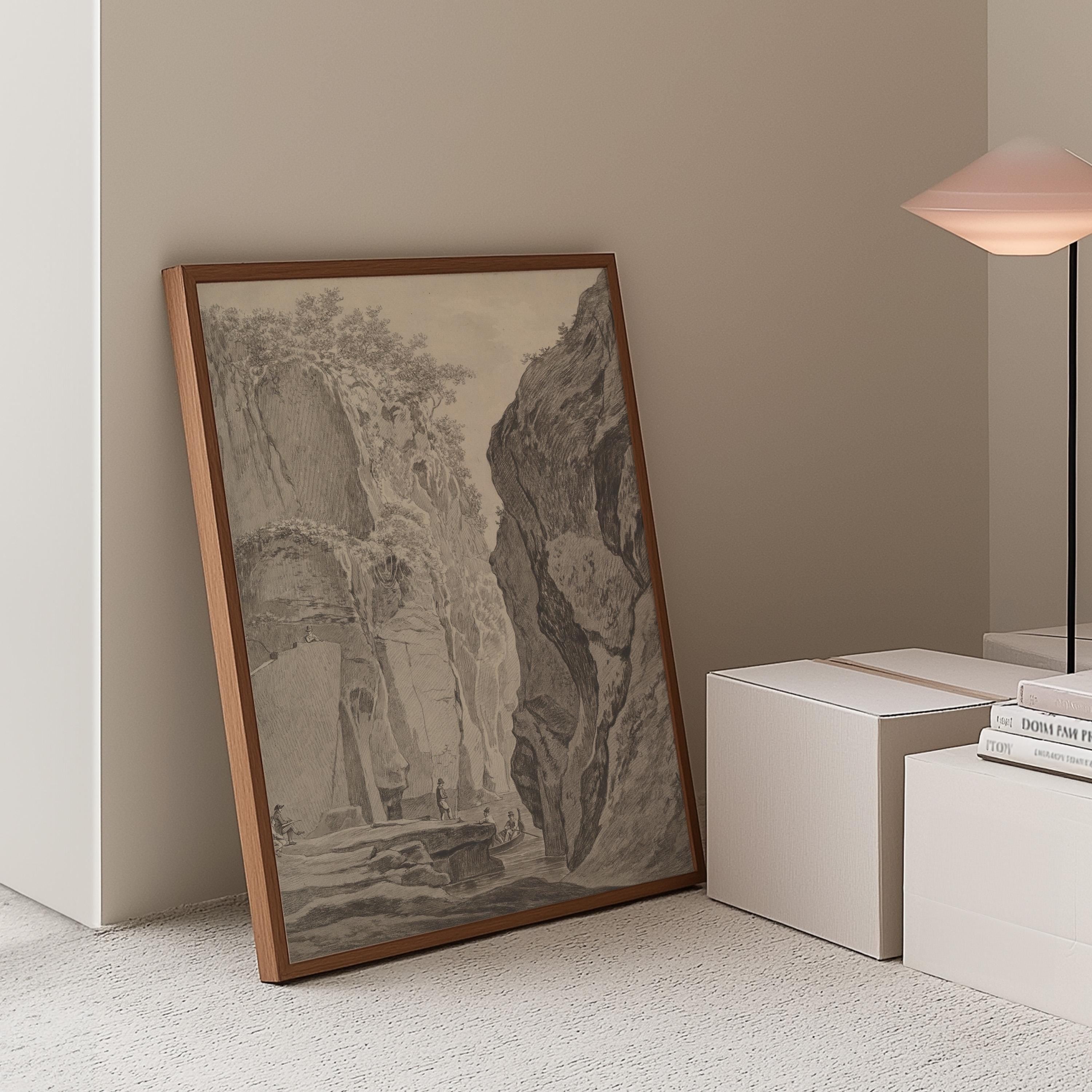 Ravine Sketch Vintage Digital Art Print