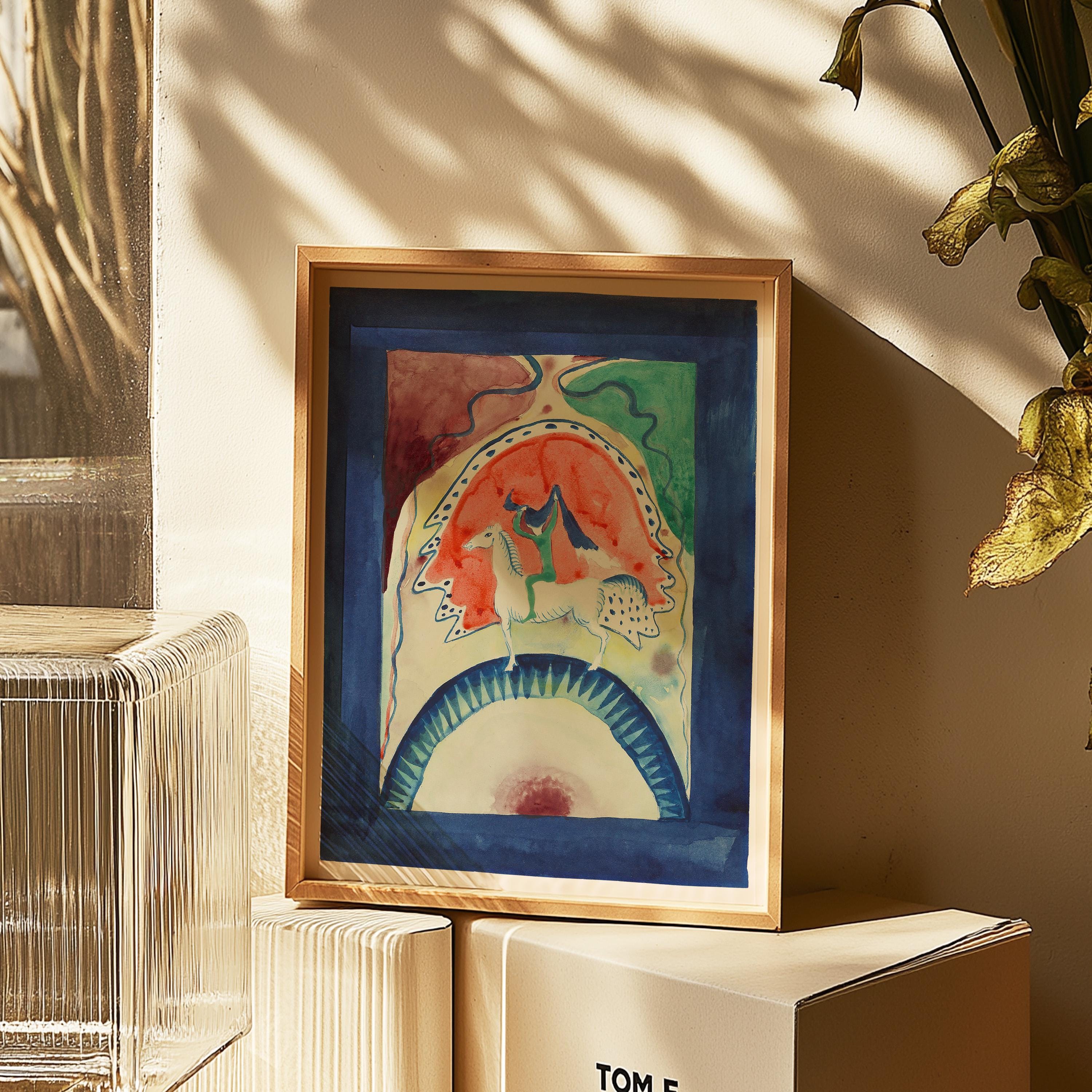 Kandinsky Art Print, Vintage Watercolor Painting, Living Room Decor, Downloadable Print, Large Wall Art, Vintage Art Print, Horse Abstract