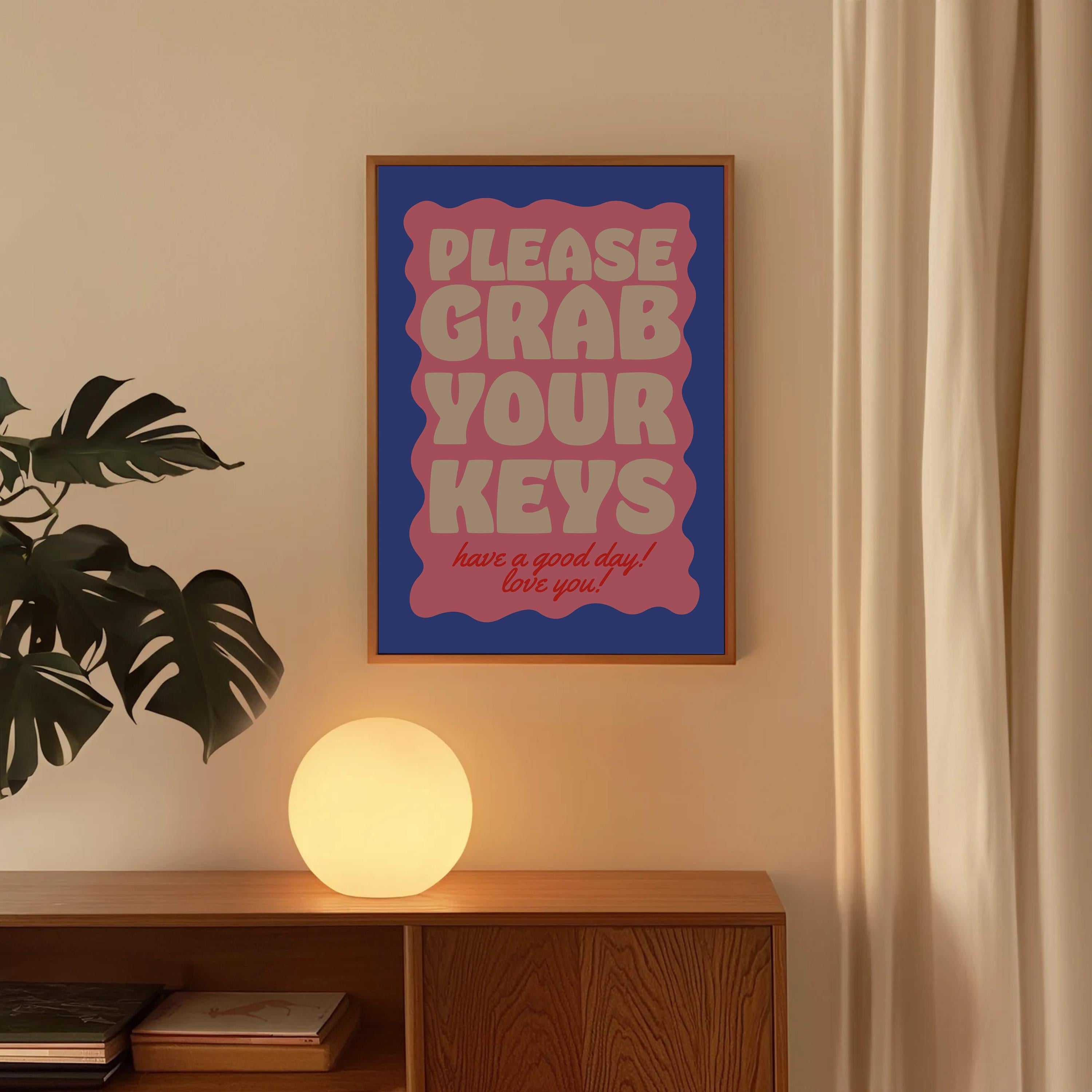 Girl Decor, Typography Print, Living Room Decor, Girly Prints, Pink Print, Grab Your Keys Art, Girly Art, Roommates art print, dorm art