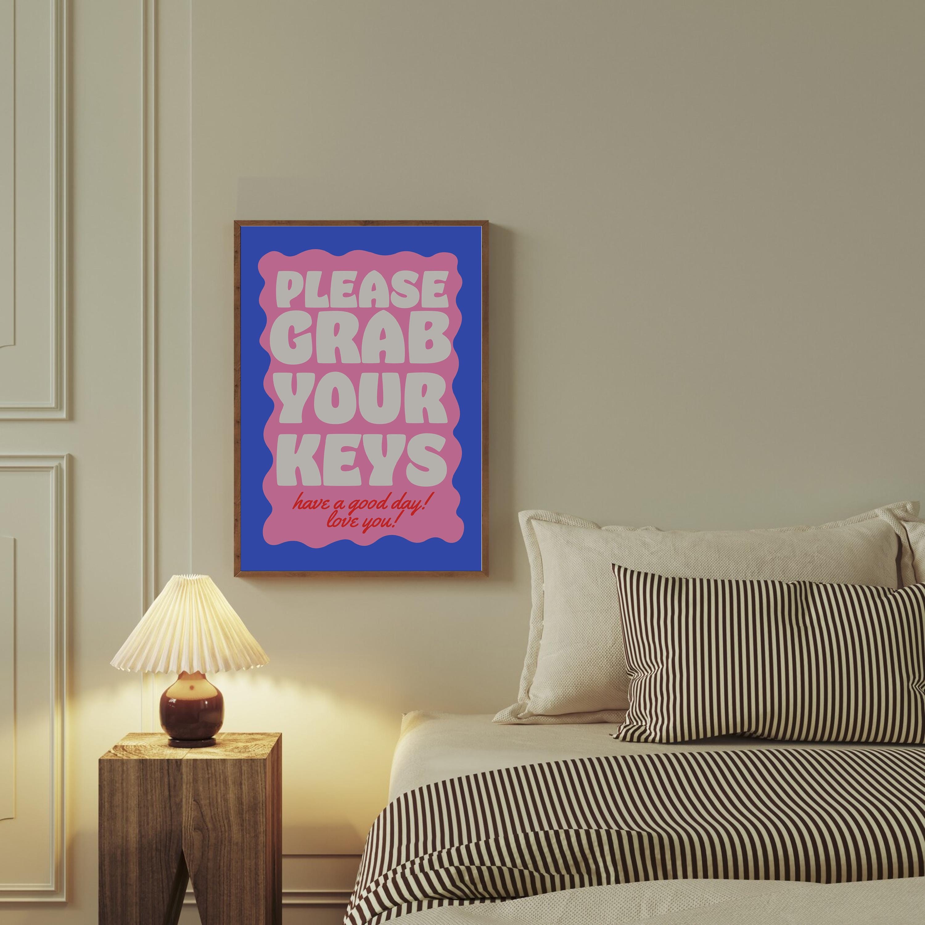Girl Decor, Typography Print, Living Room Decor, Girly Prints, Pink Print, Grab Your Keys Art, Girly Art, Roommates art print, dorm art
