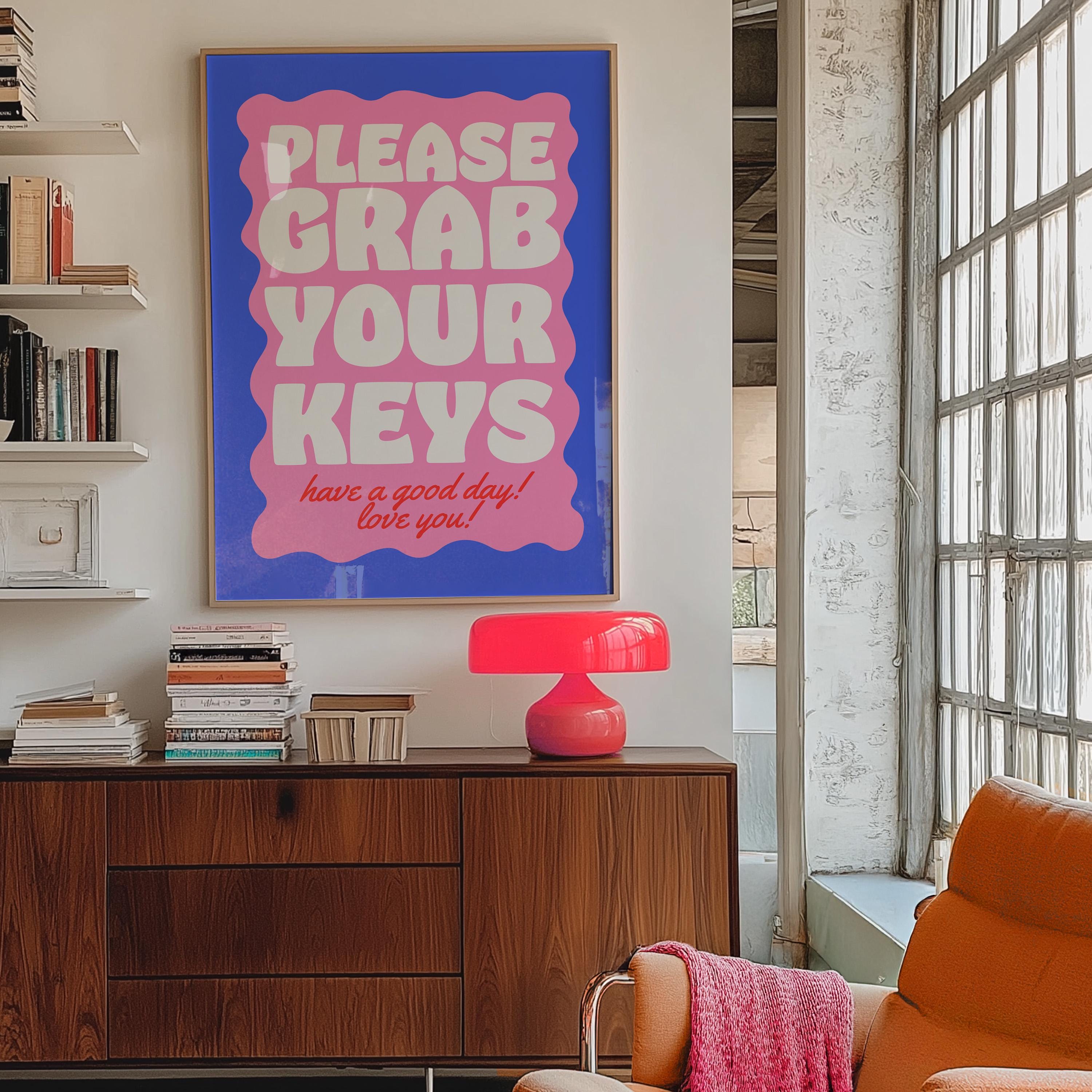 Girl Decor, Typography Print, Living Room Decor, Girly Prints, Pink Print, Grab Your Keys Art, Girly Art, Roommates art print, dorm art