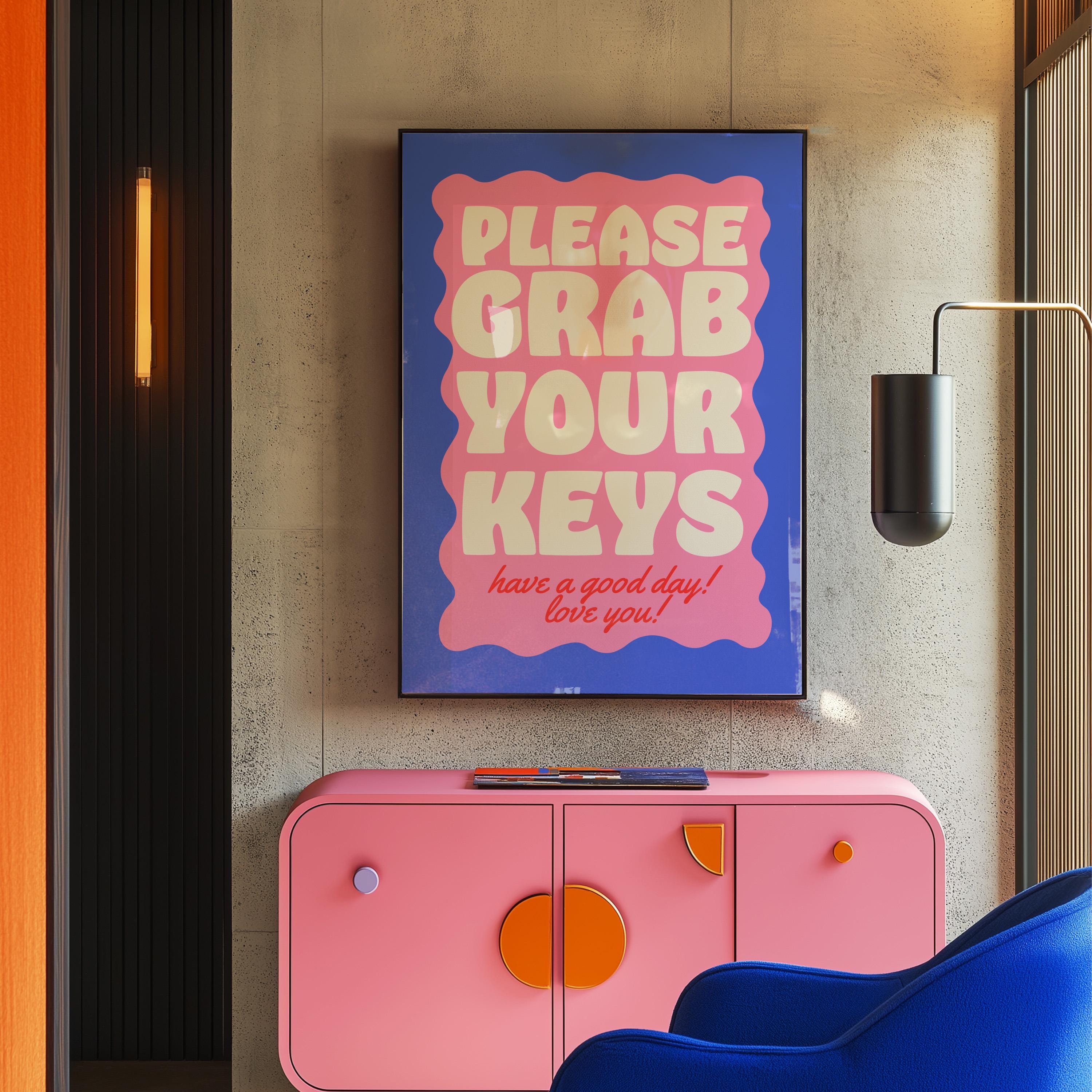 Girl Decor, Typography Print, Living Room Decor, Girly Prints, Pink Print, Grab Your Keys Art, Girly Art, Roommates art print, dorm art