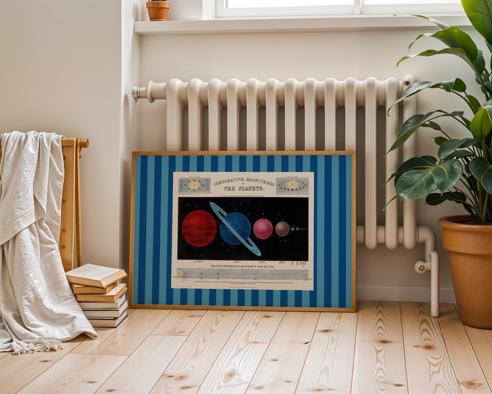 Eclectic Nursery Print, Planets Art, Kids Room Wall Art, Boys Room Decor Blue, Gender Neutral Decor, Outer Space Home Decor, Planets Decor