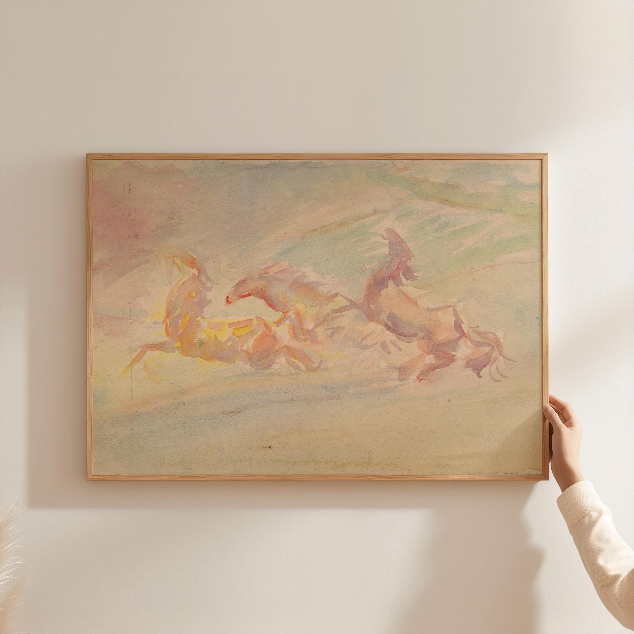 Horse Themed Decor, Vintage Horse Art Print, Horse Painting Art, Horse Art, Digital Art Print, Vintage Nursery, Equestrian Art, Country Art