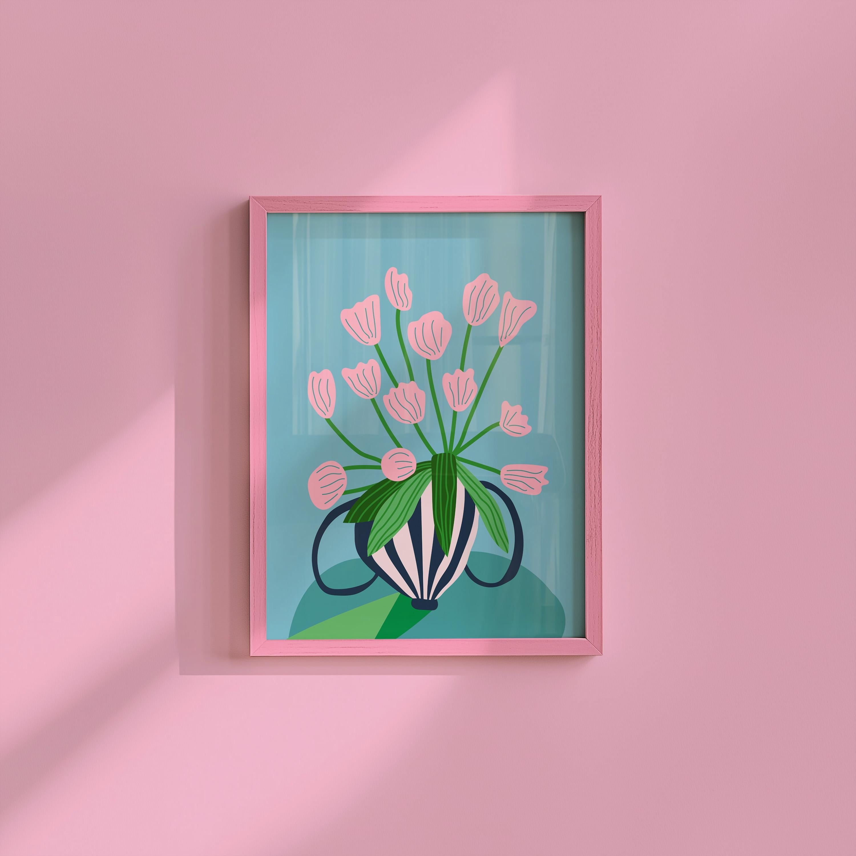 Abstract Floral Art, Wall Print, Digital Download, Botanical Art, Blue Floral Posters, Pink Floral Art Print, Digital prints, flower art
