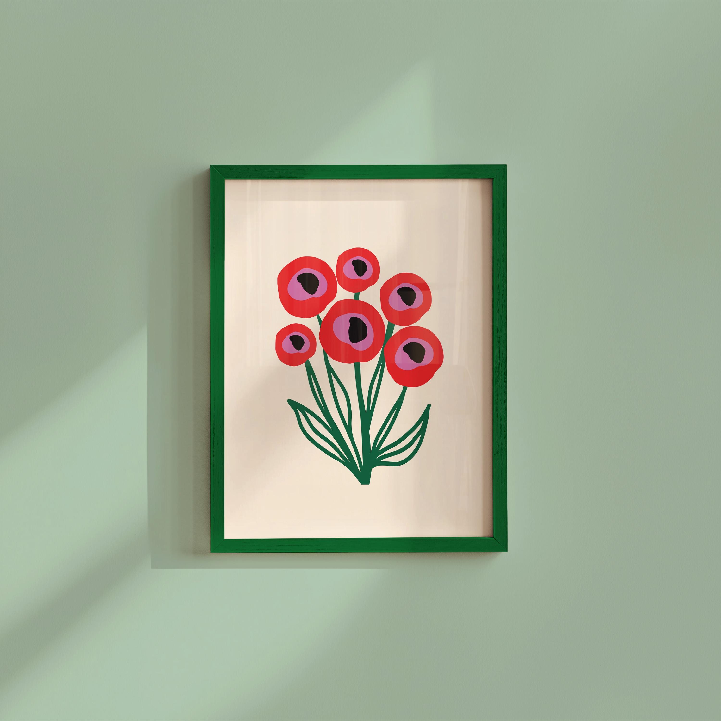 Bouquet of Flowers, Floral Art, Bouquet of Peace, Floral Decor, Colorful Print, Girls Bedroom, Gift Idea, Inspirational Art, Minimalist Art
