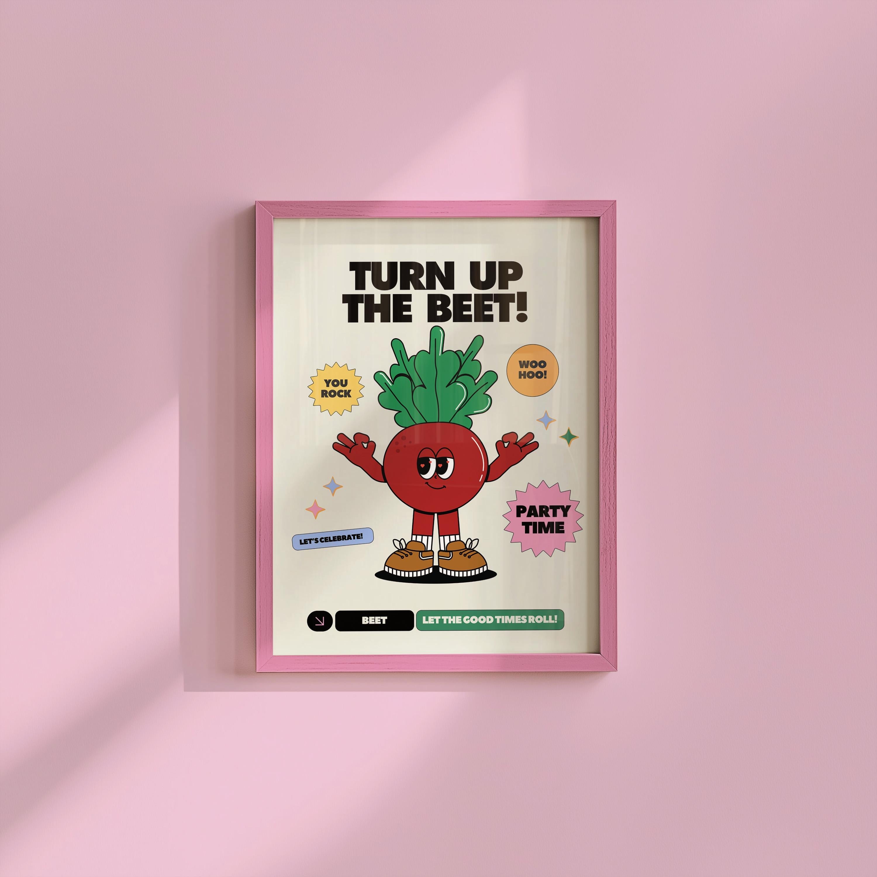 Charming Retro Style Print, Retro Cartoon Art for Food Lovers, Vintage-Inspired Food Poster, Classroom Art print, Retro Poster