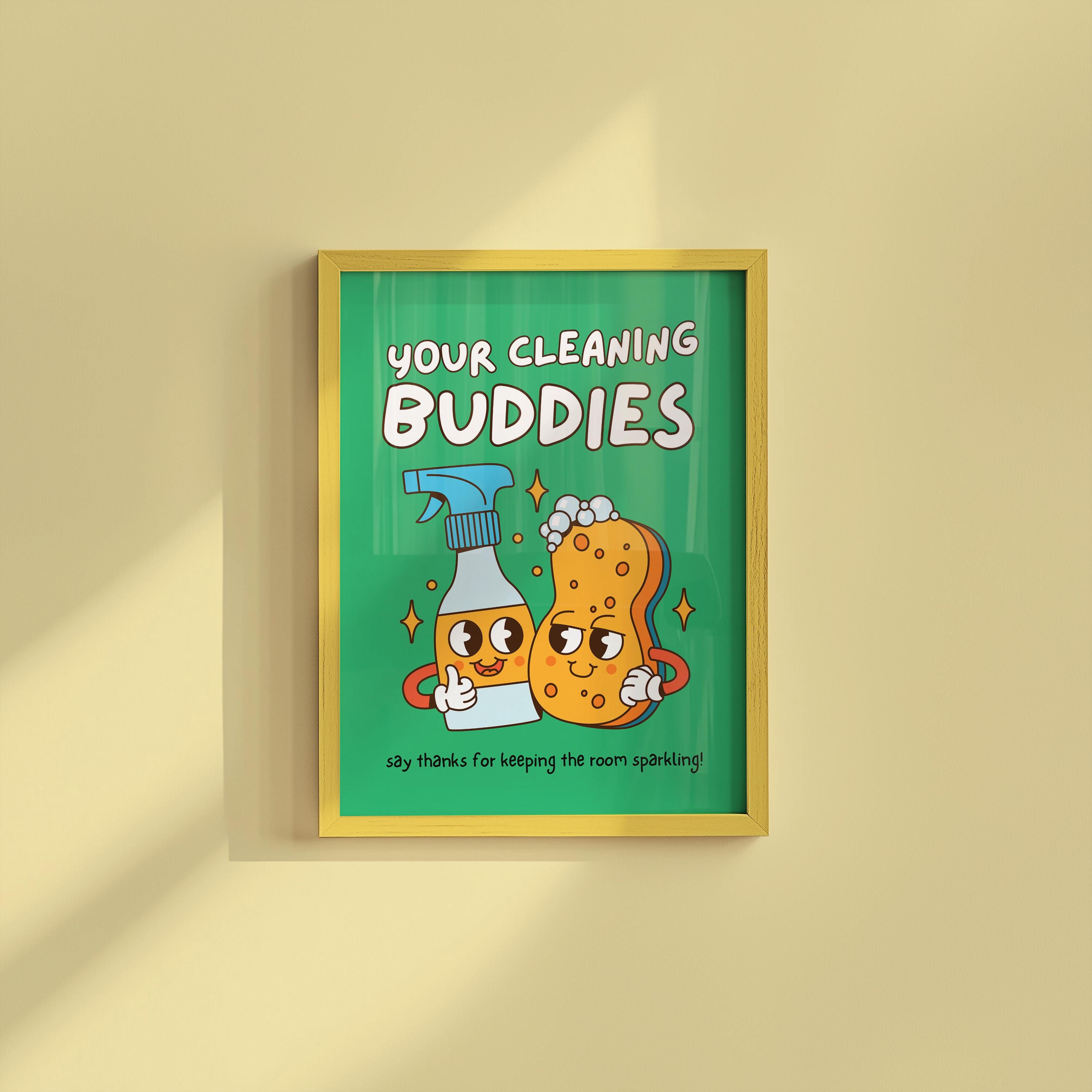 Classroom Art, Kids Room Art, Downloadable Print, Cartoon Art, Clean Up Print, Trendy Posters, Vintage Mascot Art, Cute Positive Poster