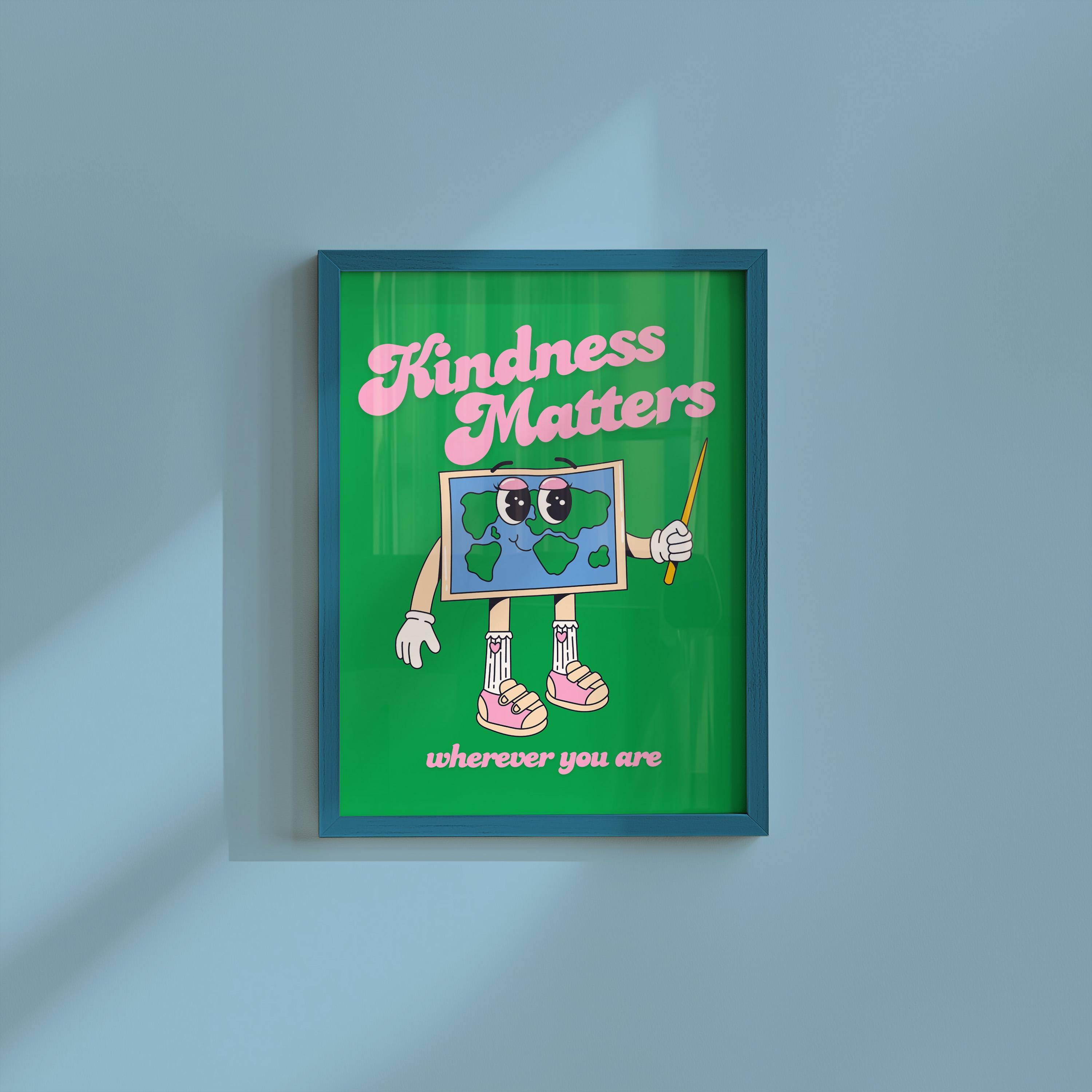 School Print, Inclusivity Digital Print, Instant Download, Kindness Matters Art, Retro Art Print, Classroom Posters, Kids Room Art