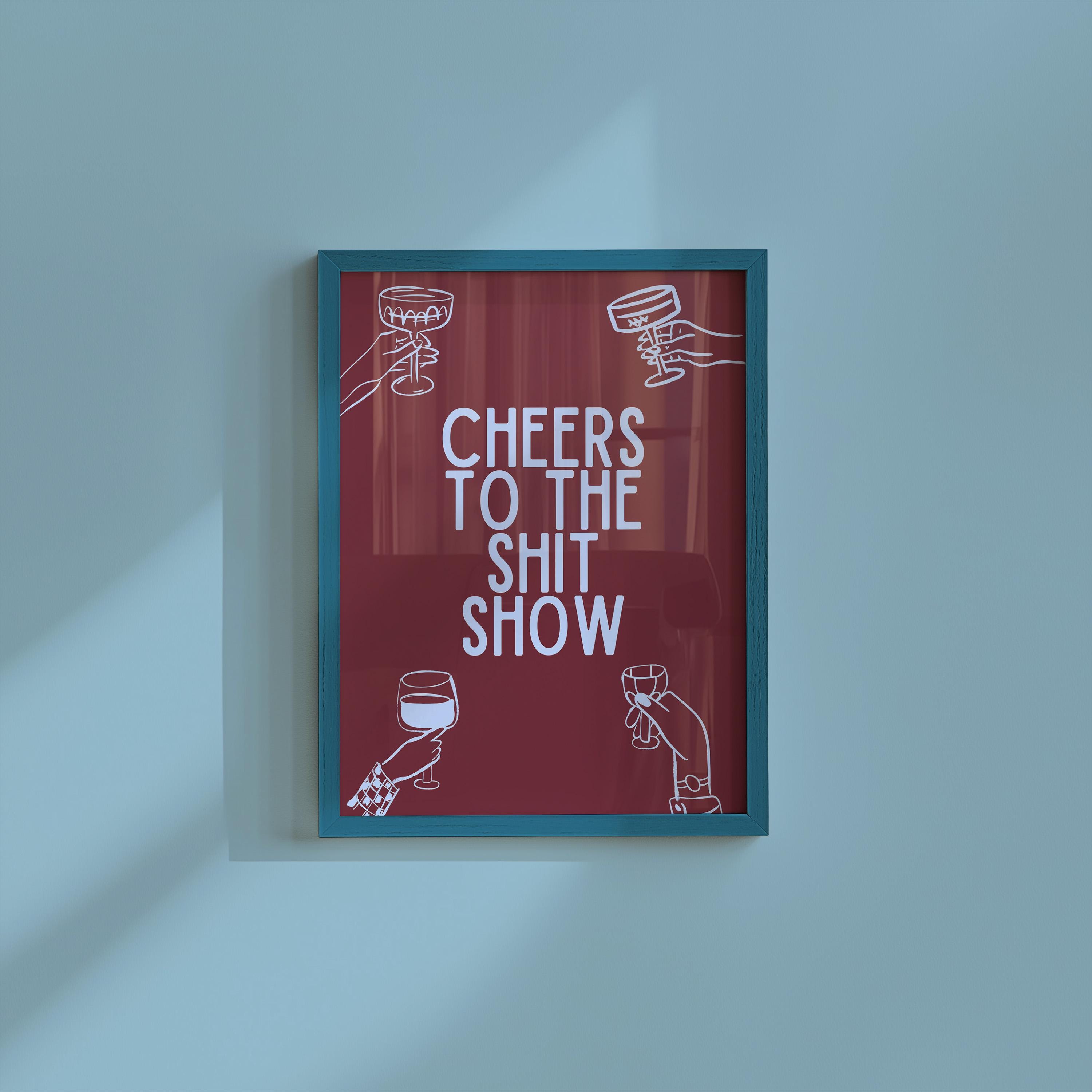 Maroon Cheers Sign, Preppy Pink Wall Art for Bar Cart Decor & Print, Cheerful Printable Wall Art for Home or Bar Cart, Bar Cart Decor
