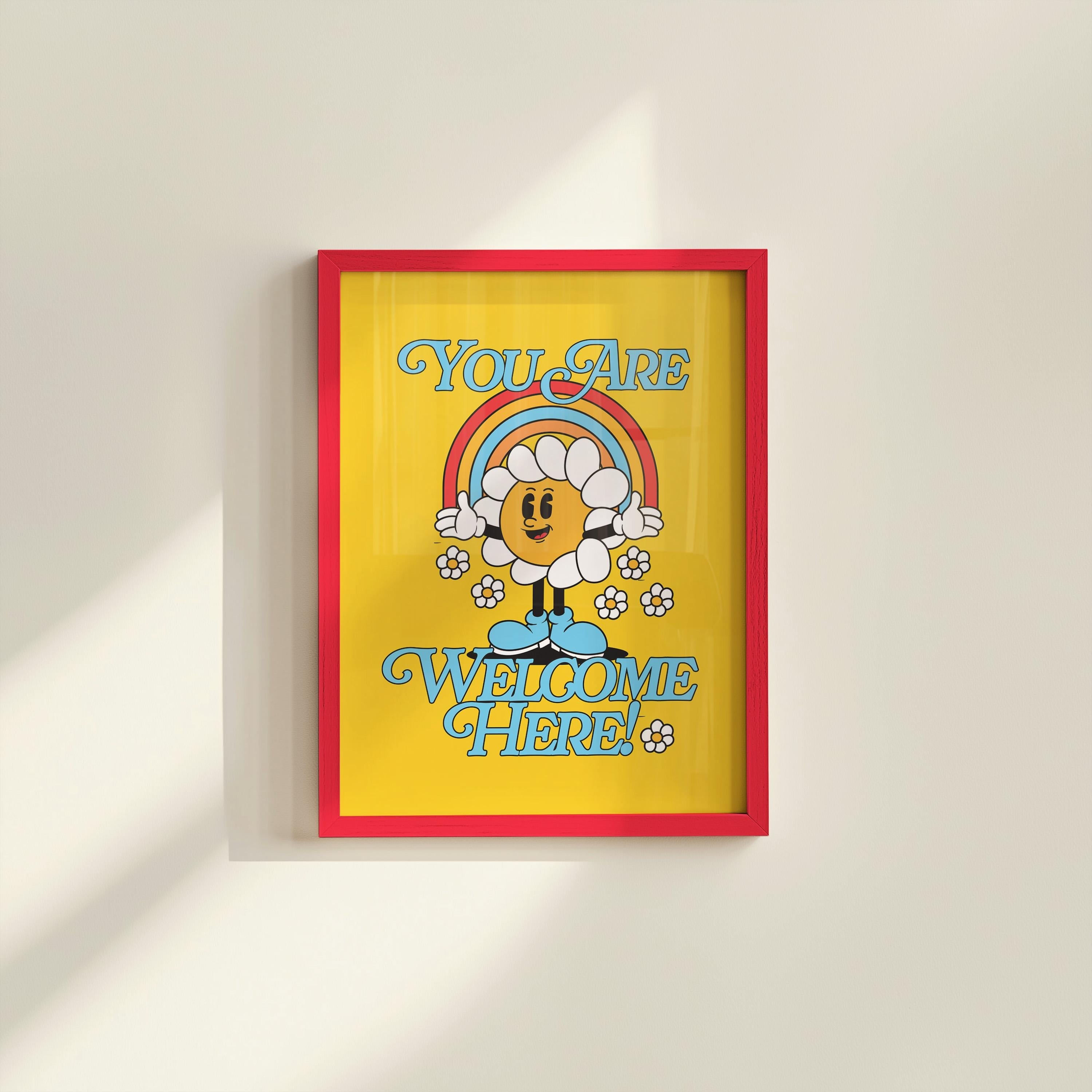 Retro Inspiration Art, Classroom Art, Cute Vintage Print, Flower Cartoon, Kids Mascot Print, Funky Groovy  Retro Poster, Inclusivity Print