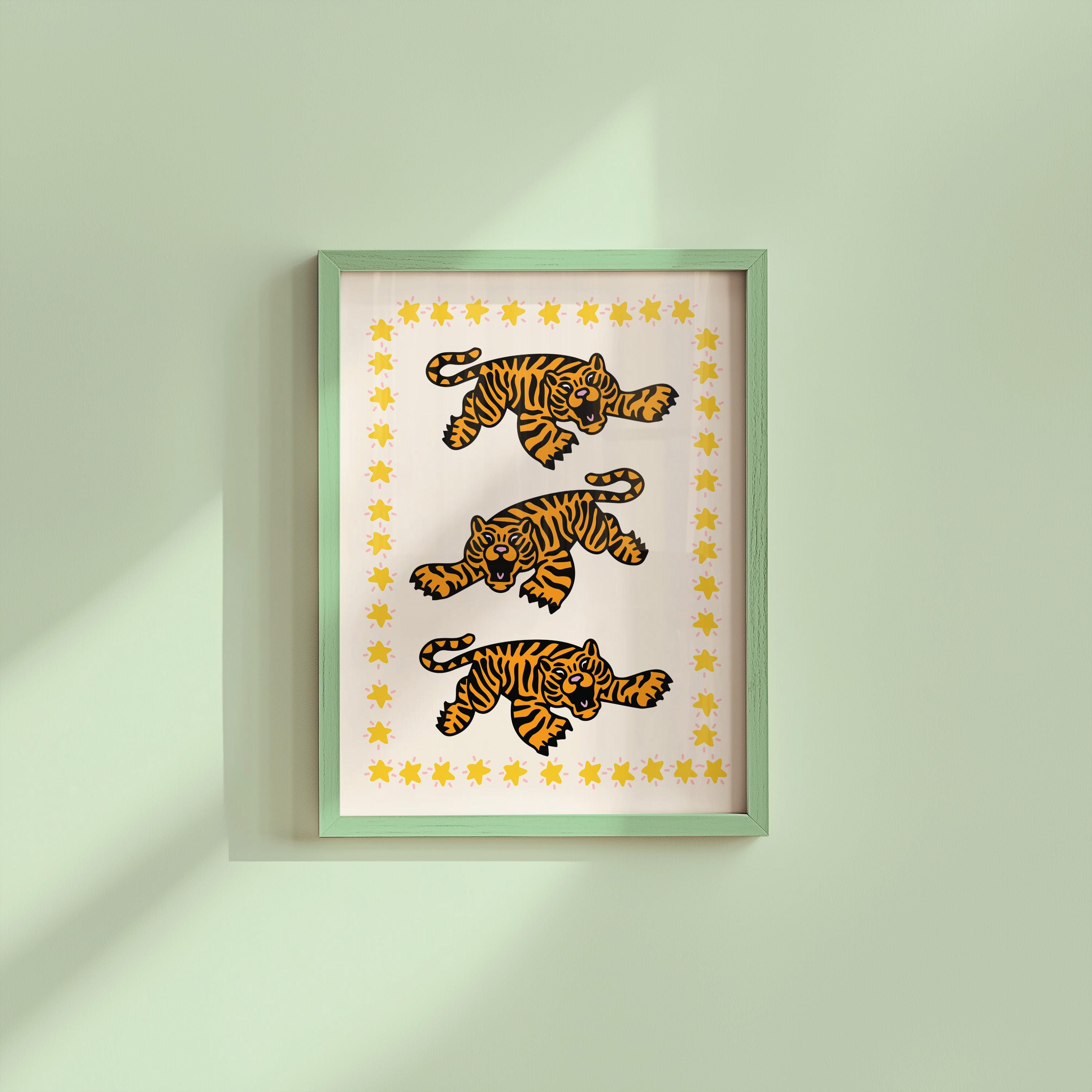 Tiger Art Print, White and Orange Art, Kids Art Print, Tiger Art, Tiger Posters, Tiger Cartoon Print, Funny Cute Animal Art, GS print shoppe