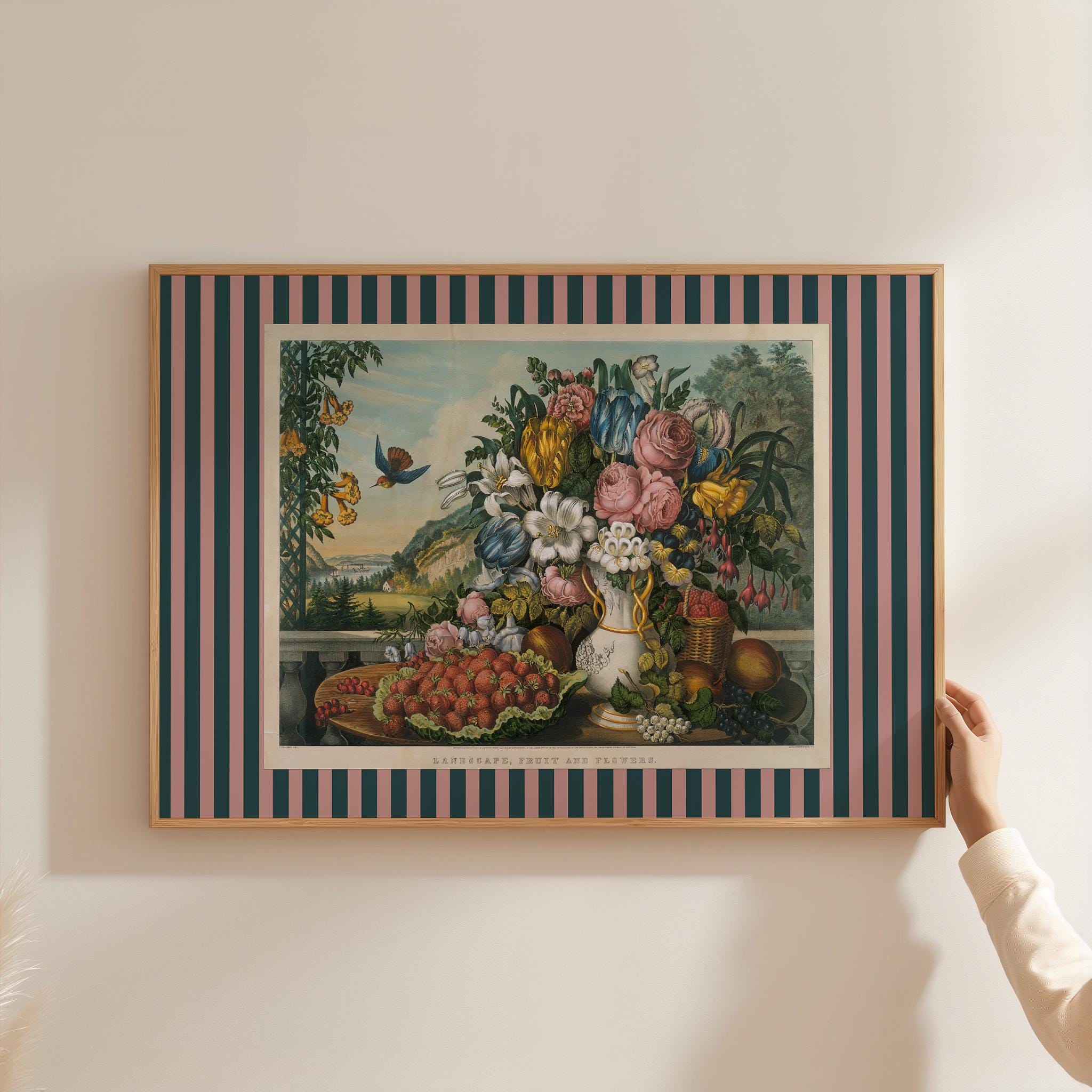 Vintage Flower Print Digital Download Art - Botanical Illustration for Living Room, Nursery & Trendy Cottage Decor