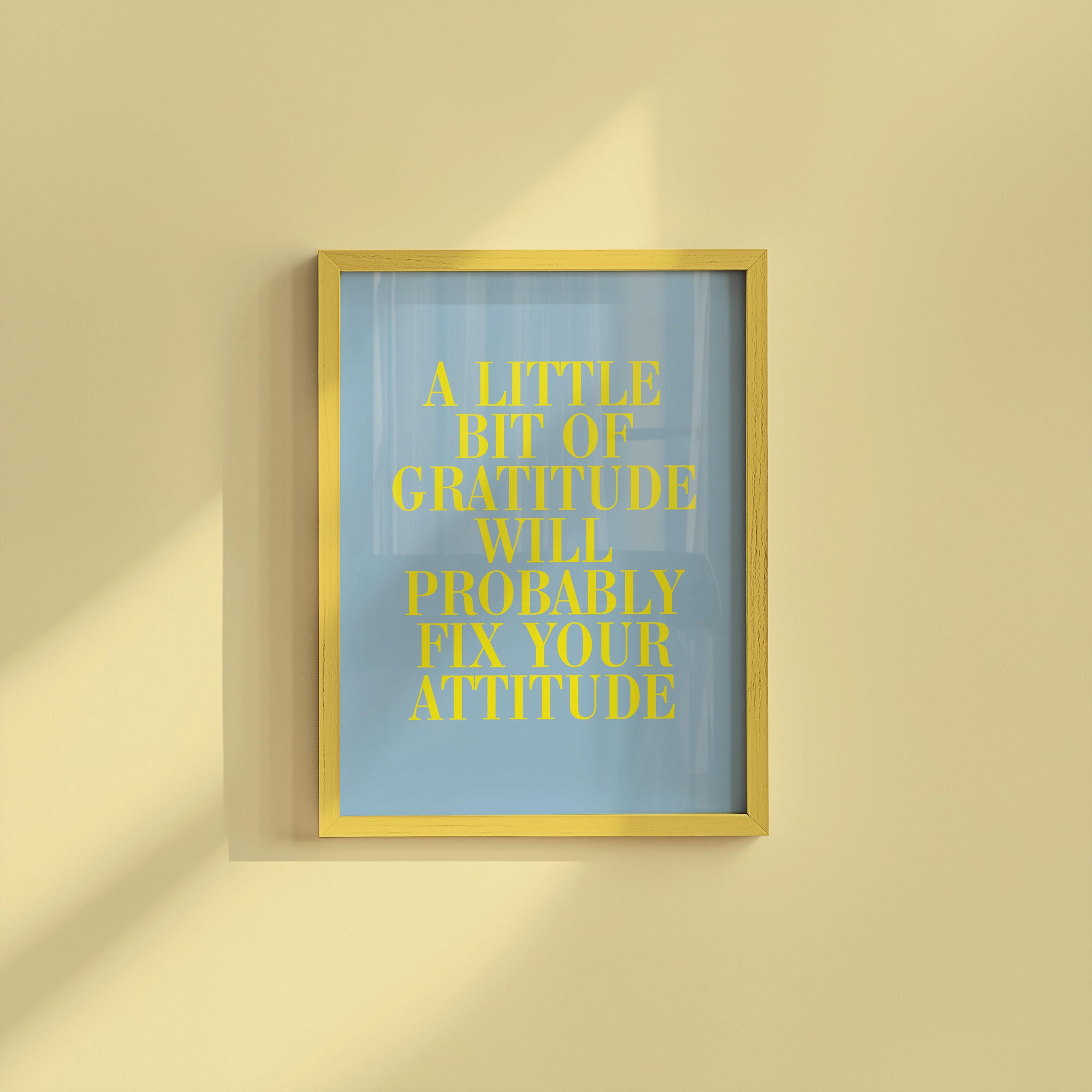 Gratitude Wall Art, Empowerment Art, Retro Decor, Quote Art, Large Blue Wall Art, Kids Room Poster, Gratitude Prints