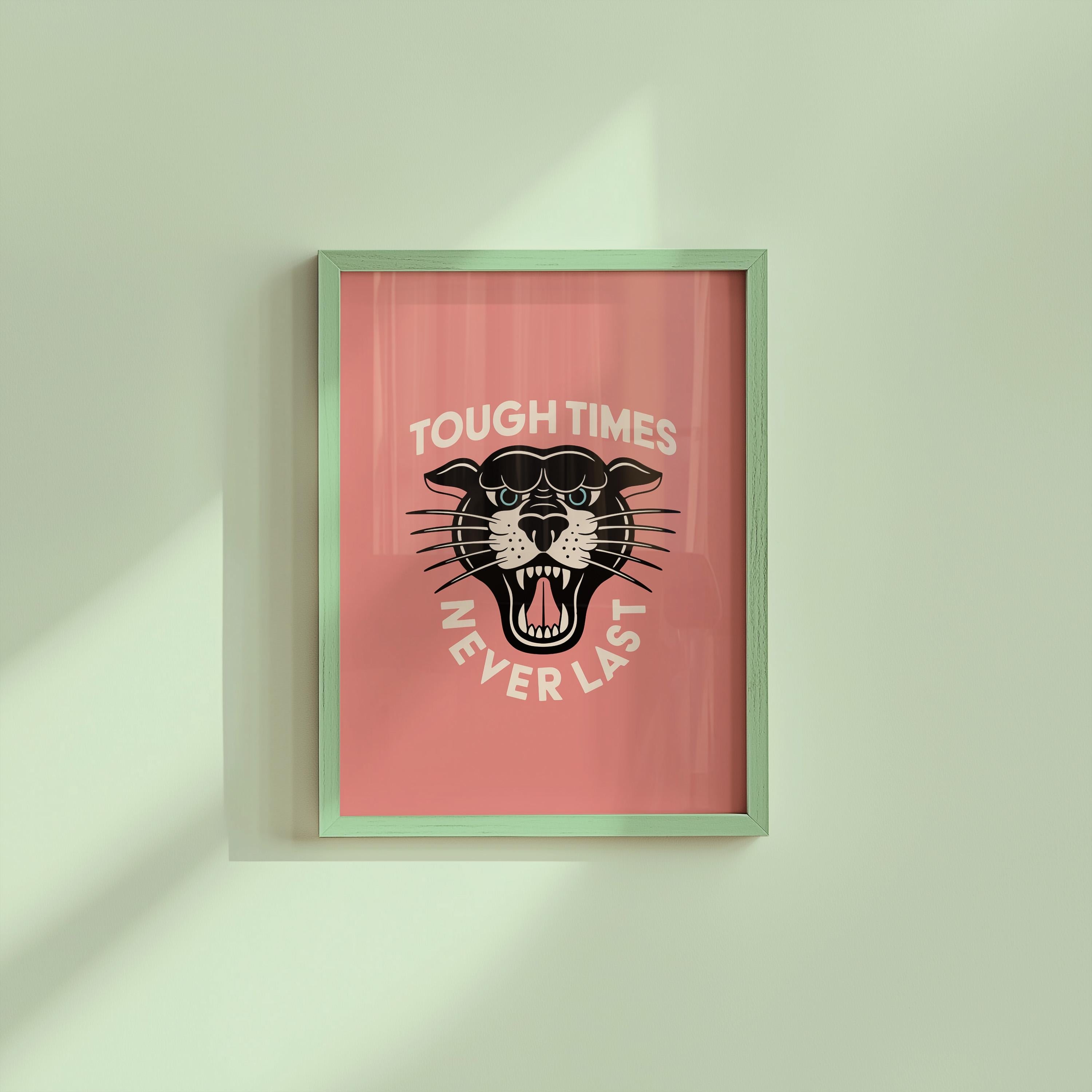 Tough Times Never Last, Tiger Art Print, Funky Art Prints, Dorm Decor, Digital download, Kids Room Art, Minimal Animal Poster