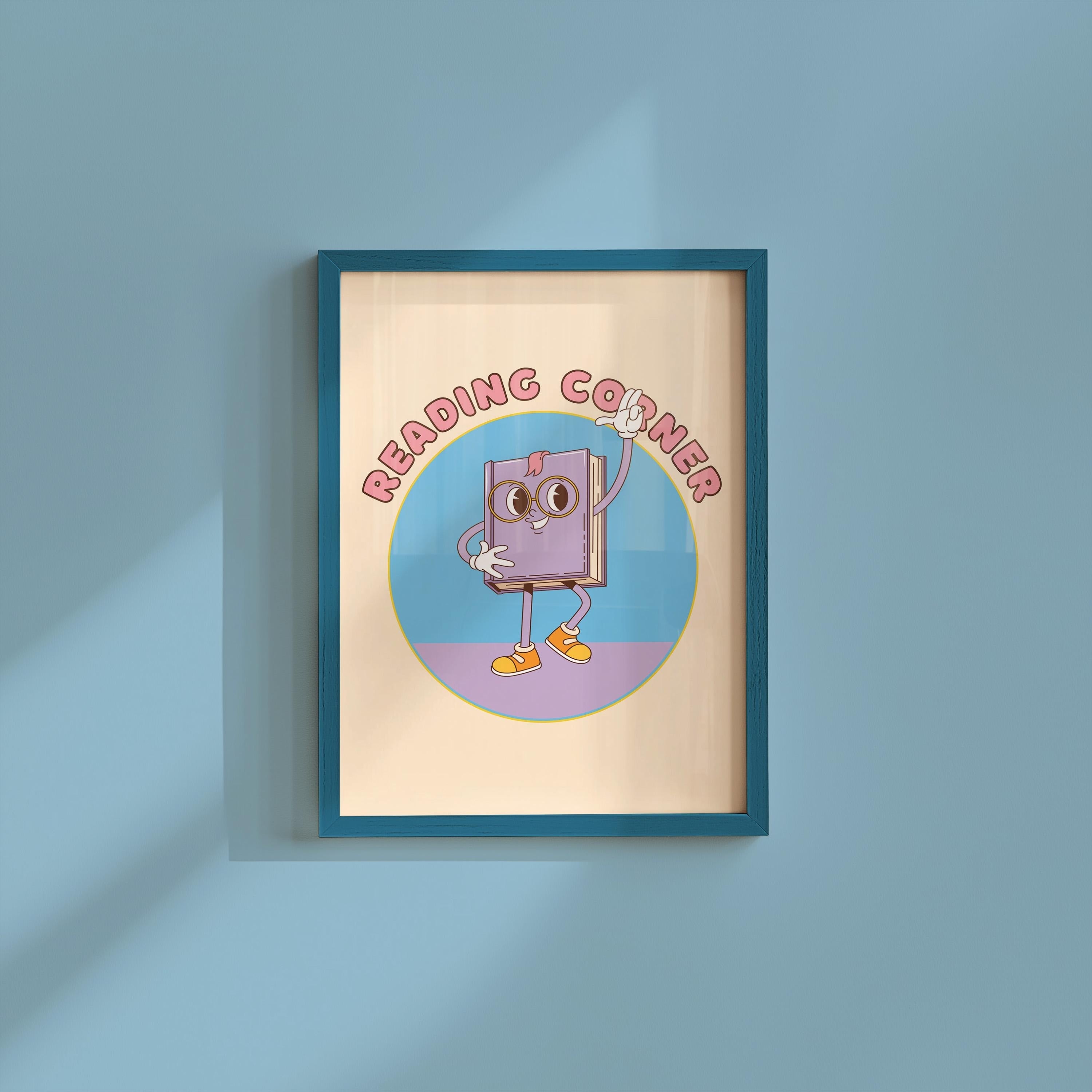Reading Poster-Classroom Wall Decor-Digital Download-Wall Print-Reading Corner Print-Trendy School Art-Retro Cartoon Poster