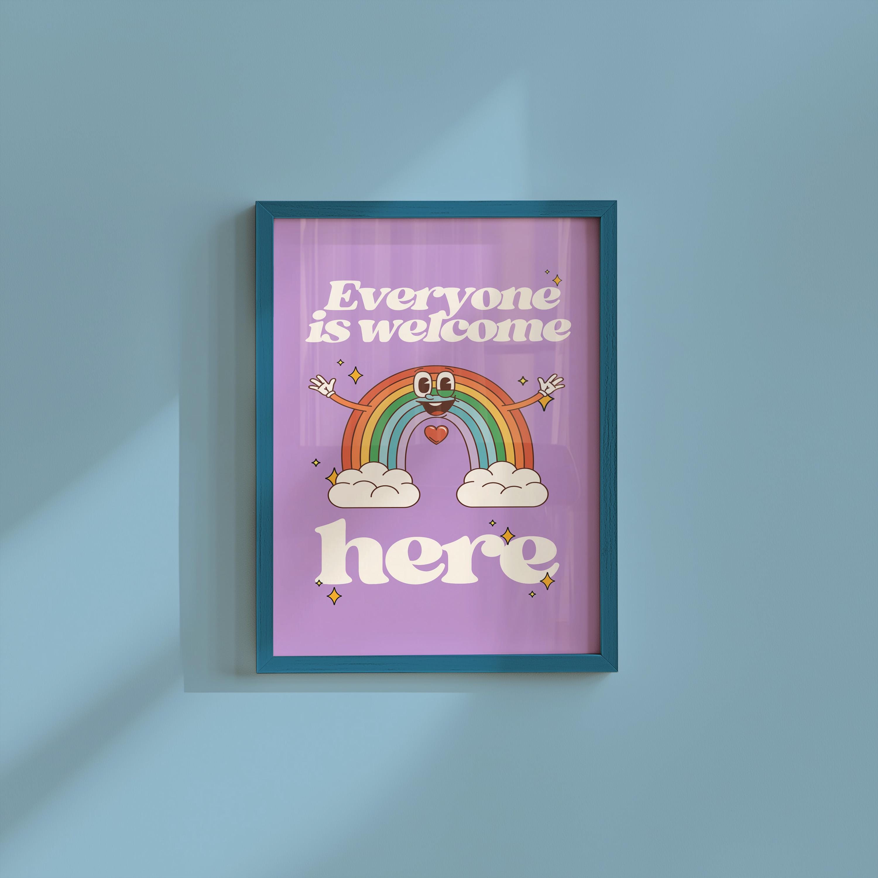 School Art, Inclusivity Digital Print, LGBTQ Art, LGBTQIA Posters, Retro Cartoon Art Print, Classroom Posters, welcome classroom art