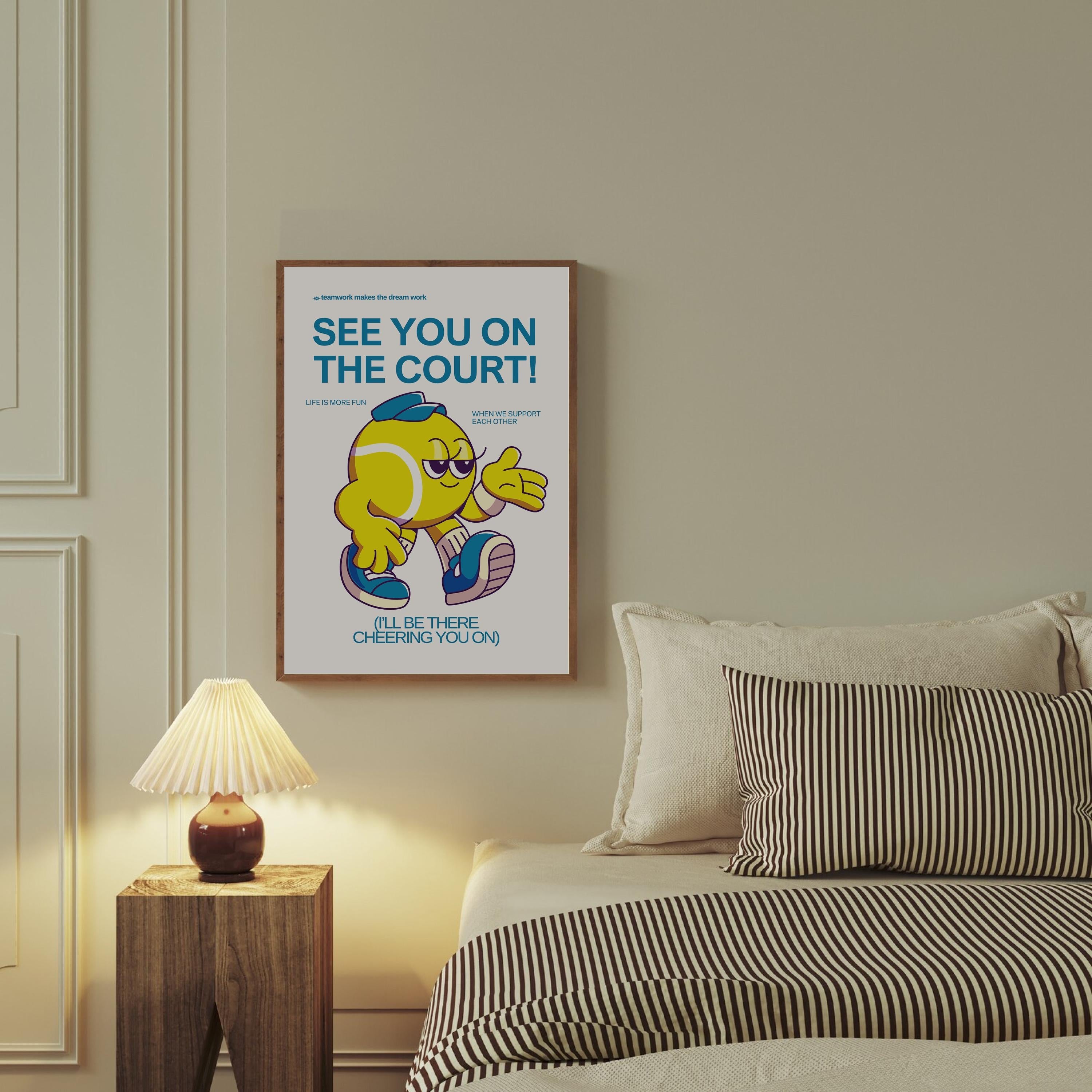 Vintage Tennis Wall Decor | Retro Sports Poster | Trendy Typography Print, Kids Poster Aesthetic, Gift for tennis lovers, classroom art