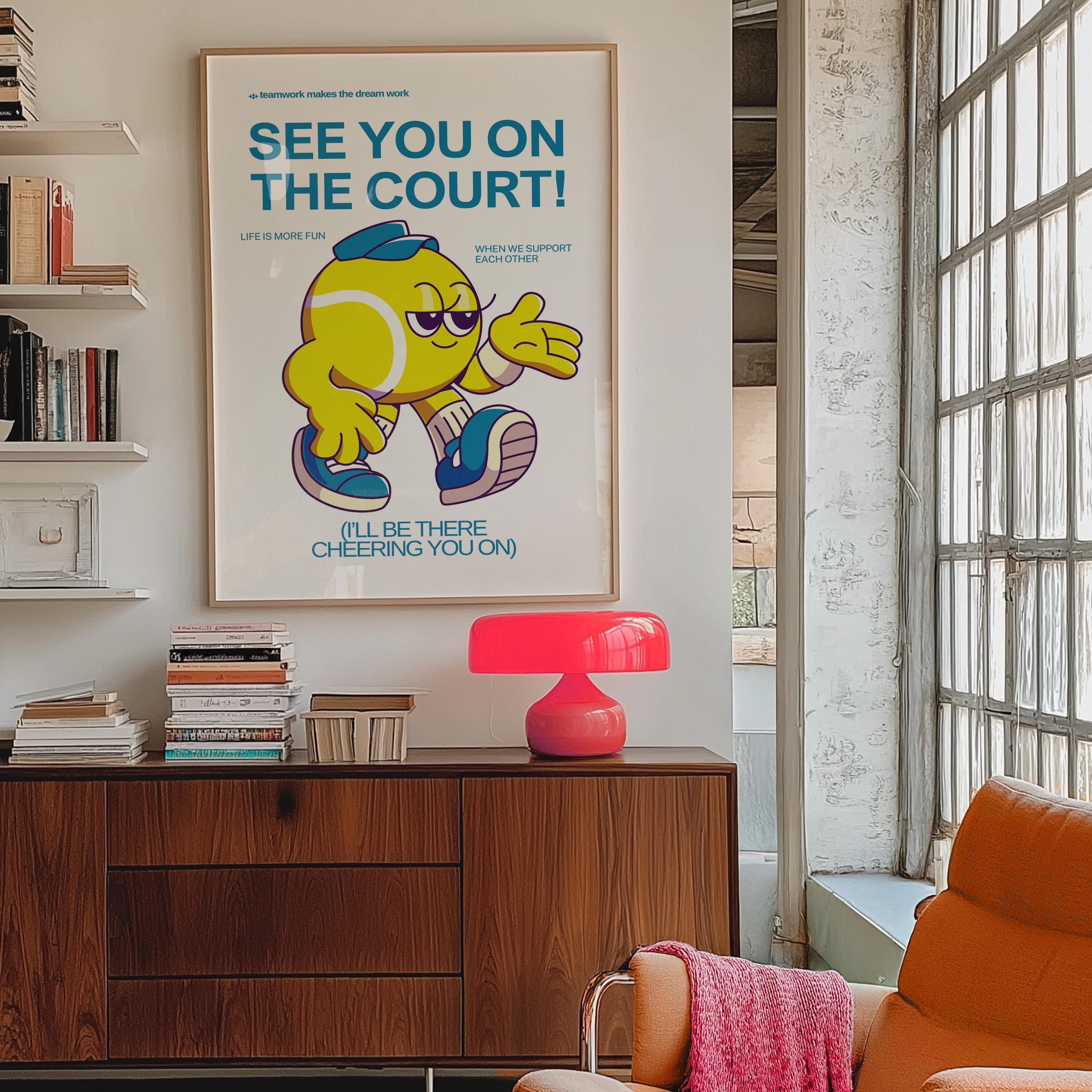 Vintage Tennis Wall Decor | Retro Sports Poster | Trendy Typography Print, Kids Poster Aesthetic, Gift for tennis lovers, classroom art