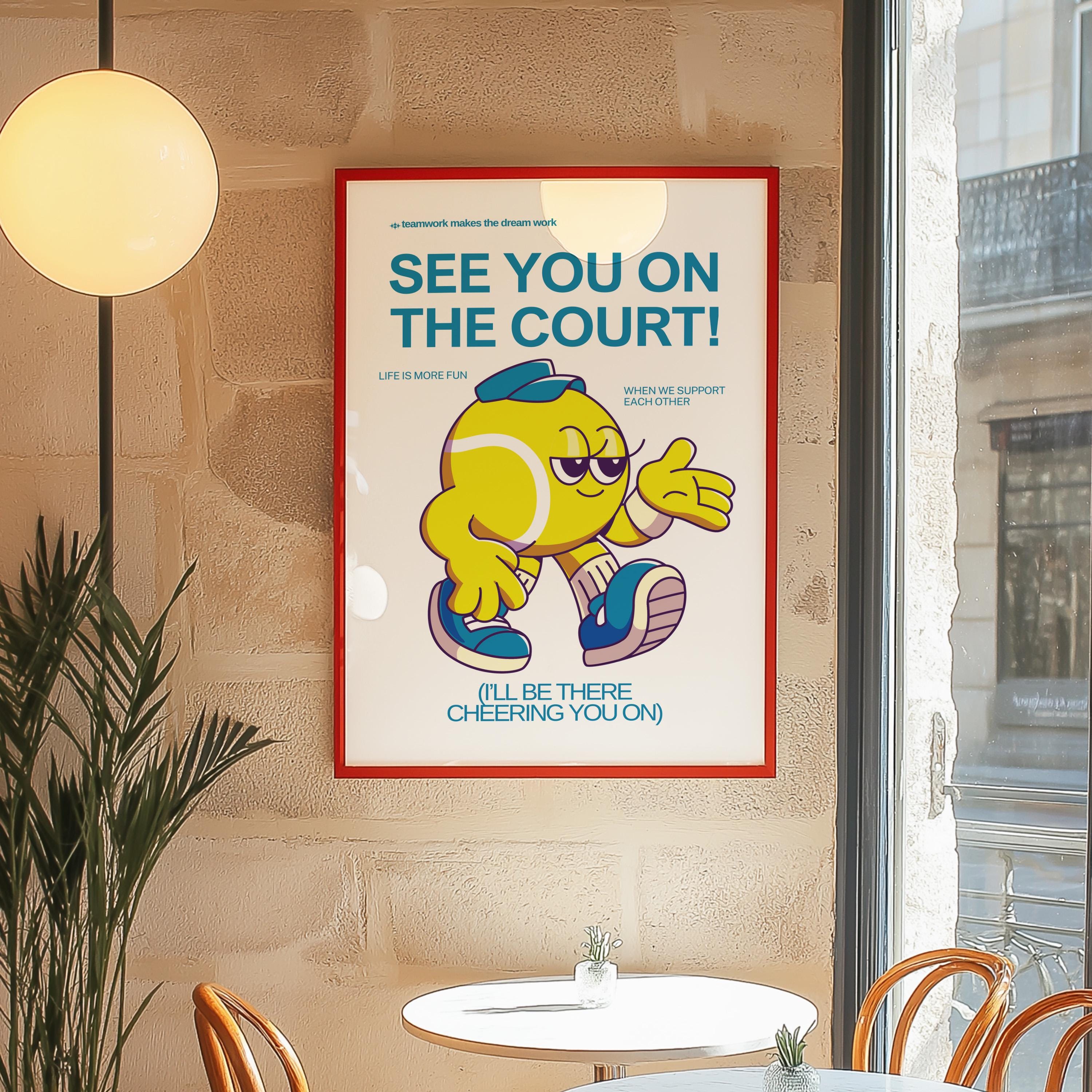 Vintage Tennis Wall Decor | Retro Sports Poster | Trendy Typography Print, Kids Poster Aesthetic, Gift for tennis lovers, classroom art