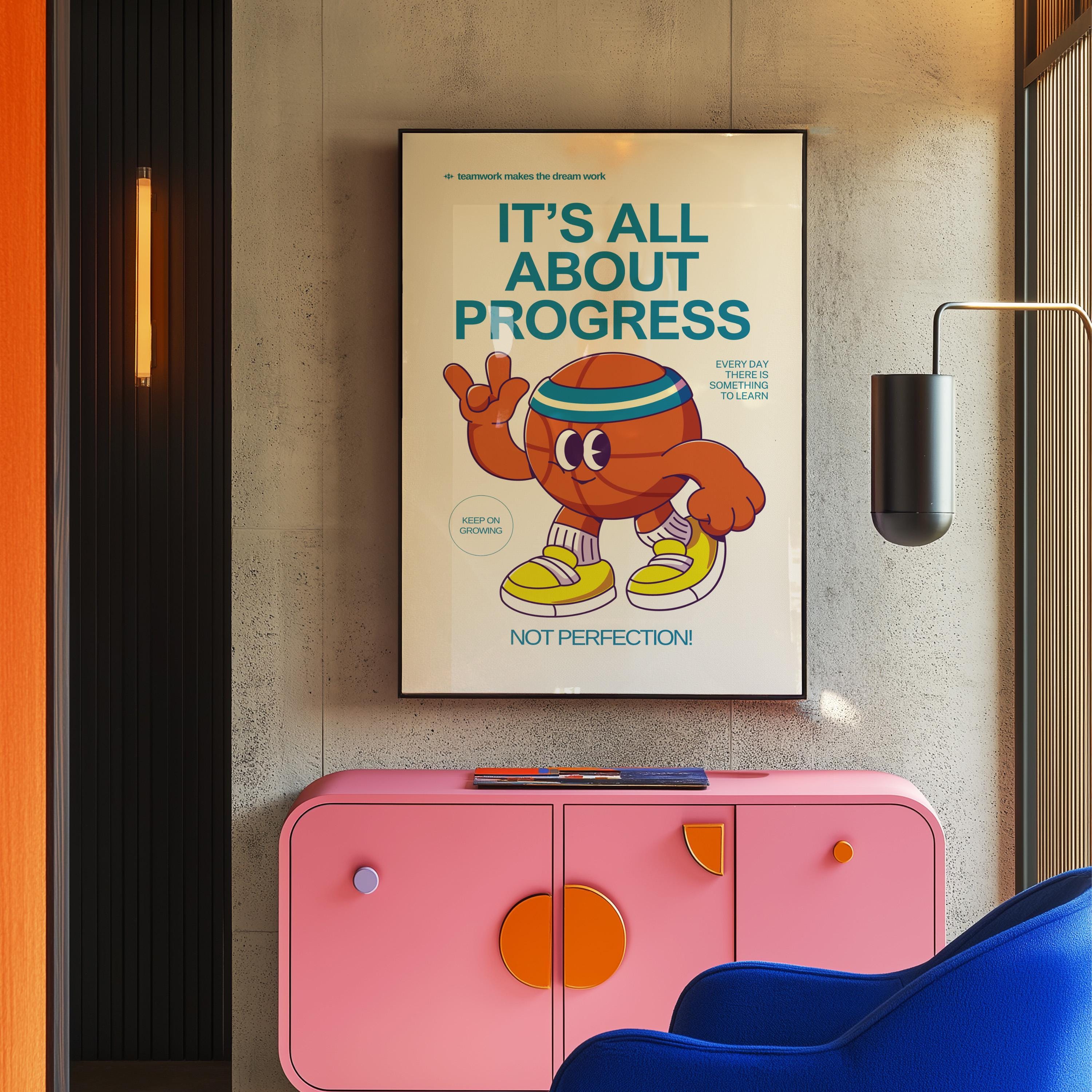Retro Basketball Sports Prints, Sports Art Poster, Wall Prints, Basketball Decor Gift for Sports Lover Wall Art, Classroom teamwork art