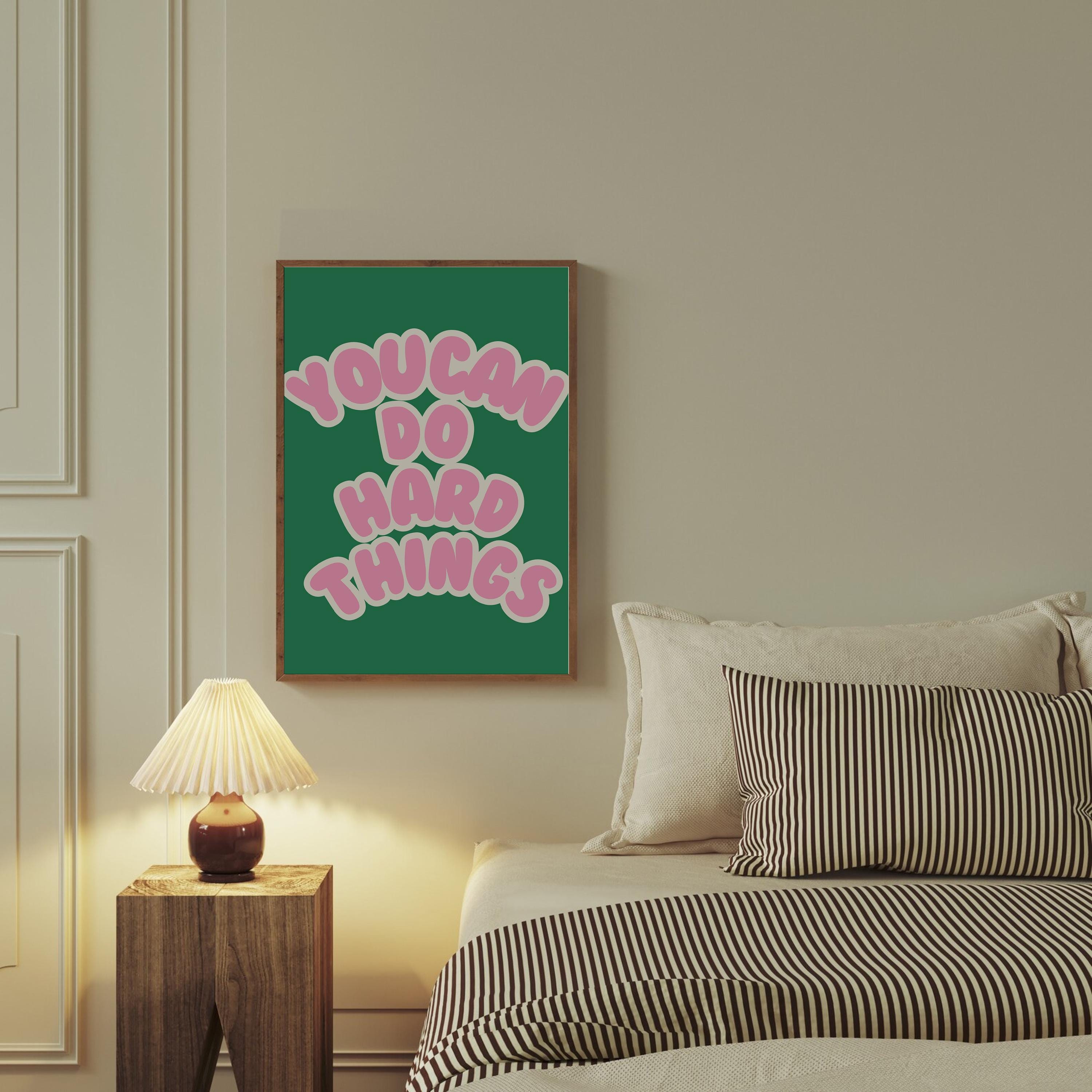 Classroom Art, Kids Room Art, Downloadable art, Positive Art, Hard things art print, Trendy Posters, Cute Positive Art, Green and Pink Art