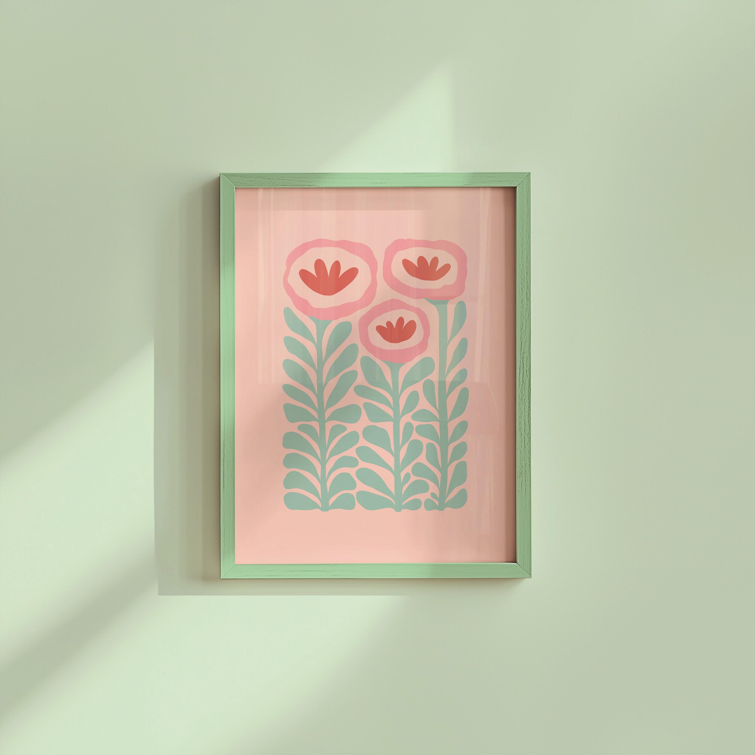 digital download, abstract floral art print, Colorful Poppies Art, Maximalist Art, poppies pastel art, colorful wall art, girls room decor