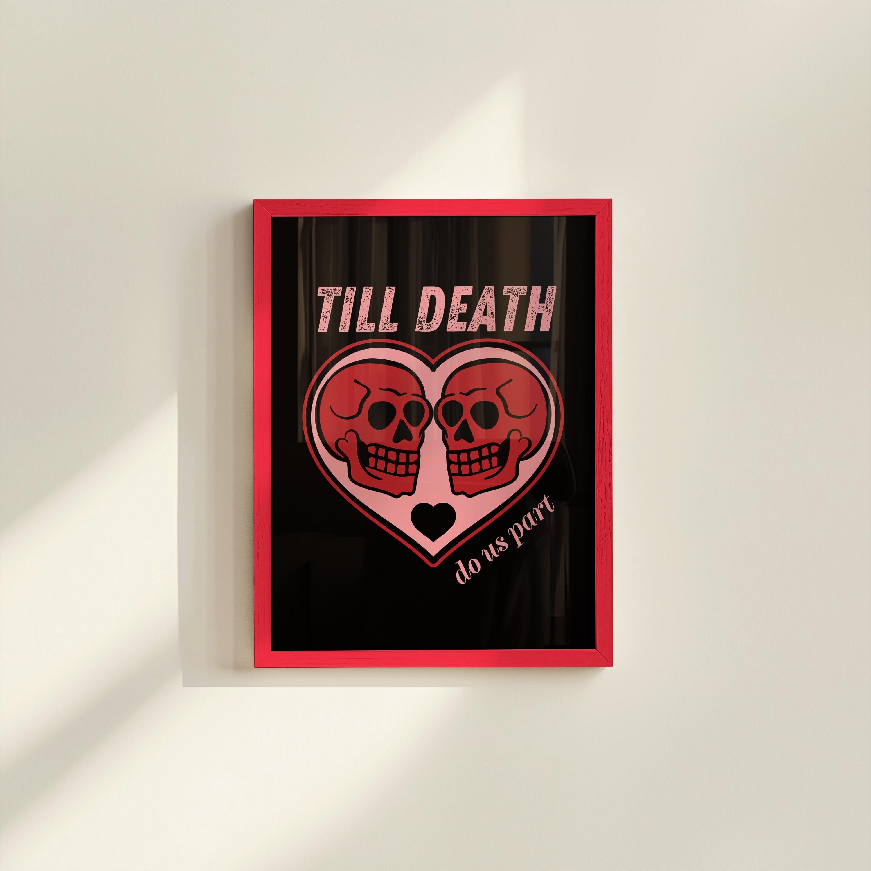 Till Death Do Us Part-Digital Download-Skull Art Print-Spooky Art-Skull Cute Art-Couples Spooky Art-Creepy Art Prints-Digital Download Print